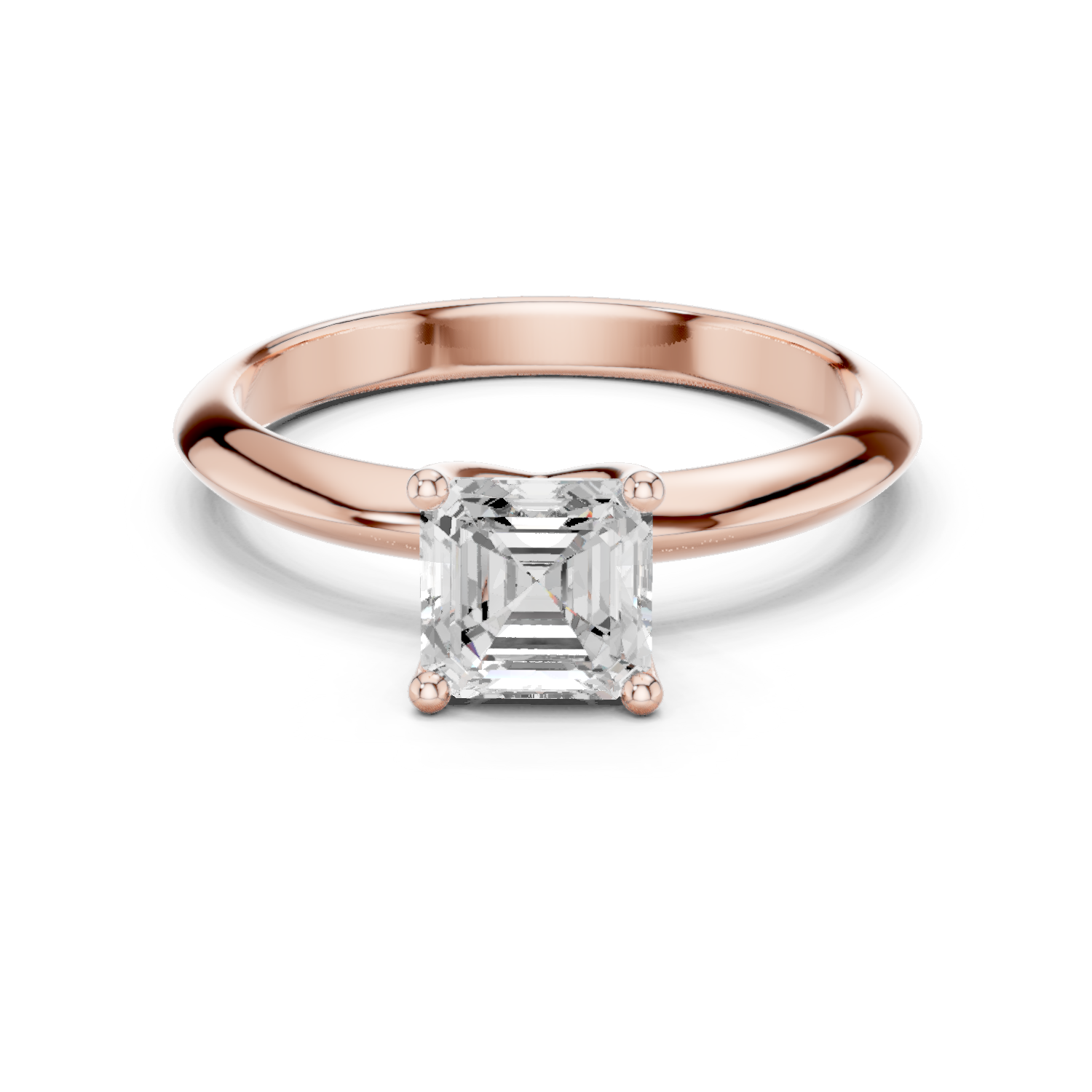 Classic Asscher Cut Solitaire Diamond Engagement Ring