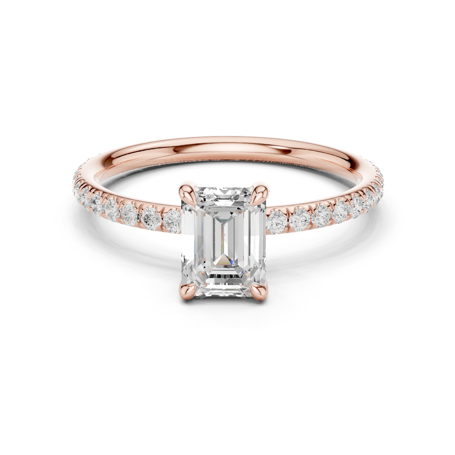 Celestia Emerald Cut Pavé Diamond Engagement Ring