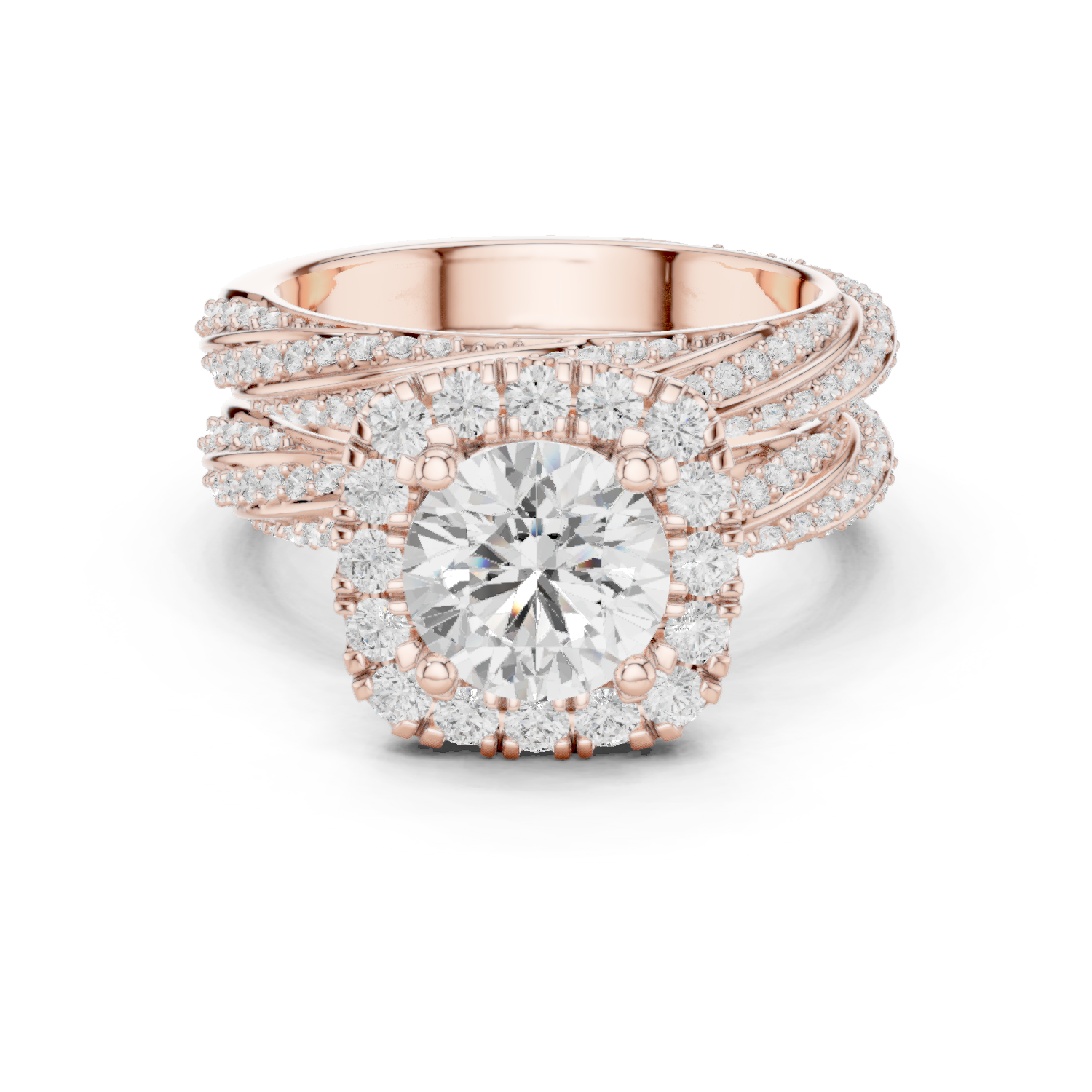 Royal Embrace Round Diamond Halo Engagement Ring