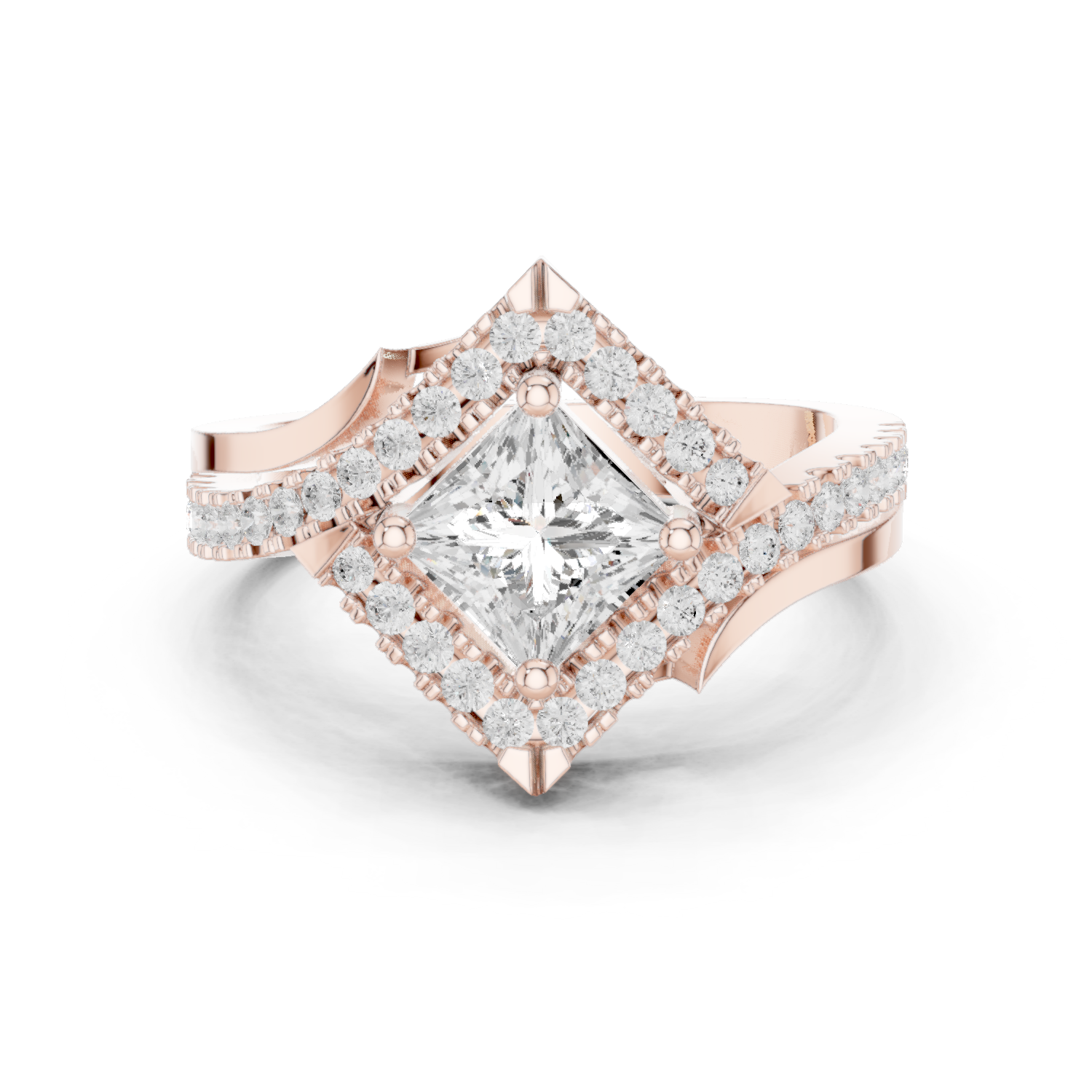 Princess Diamond Split Shank Ring