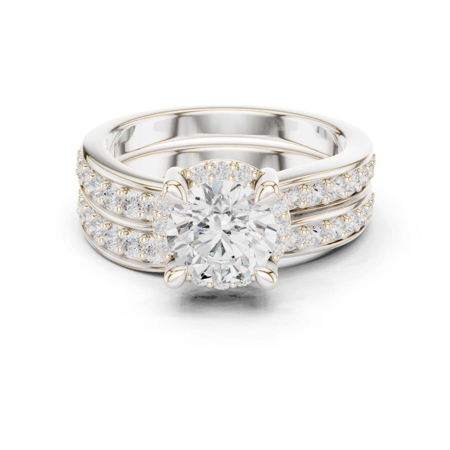 Infinity Weave Round Diamond Split Band Engagement Ring
