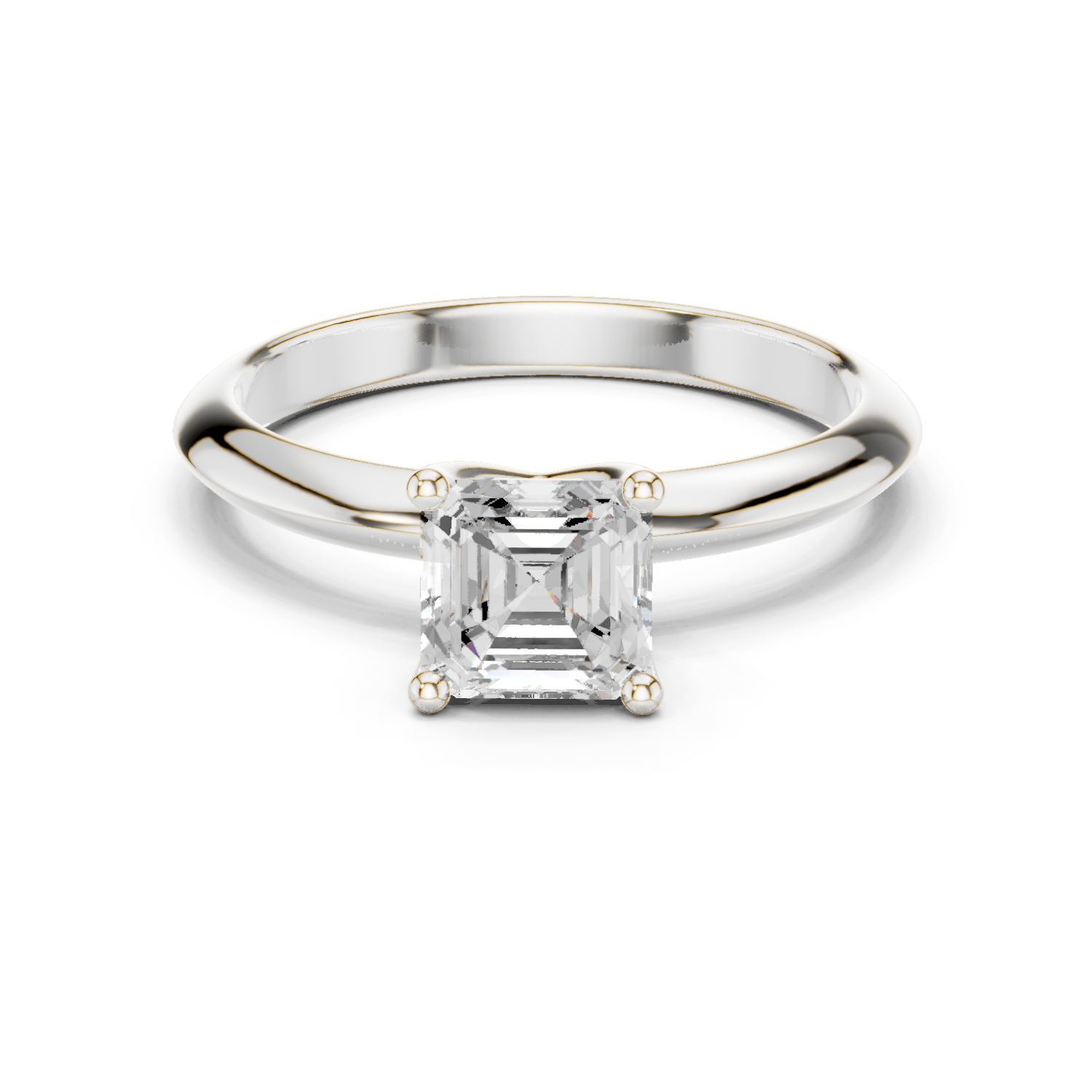 Classic Asscher Cut Solitaire Diamond Engagement Ring