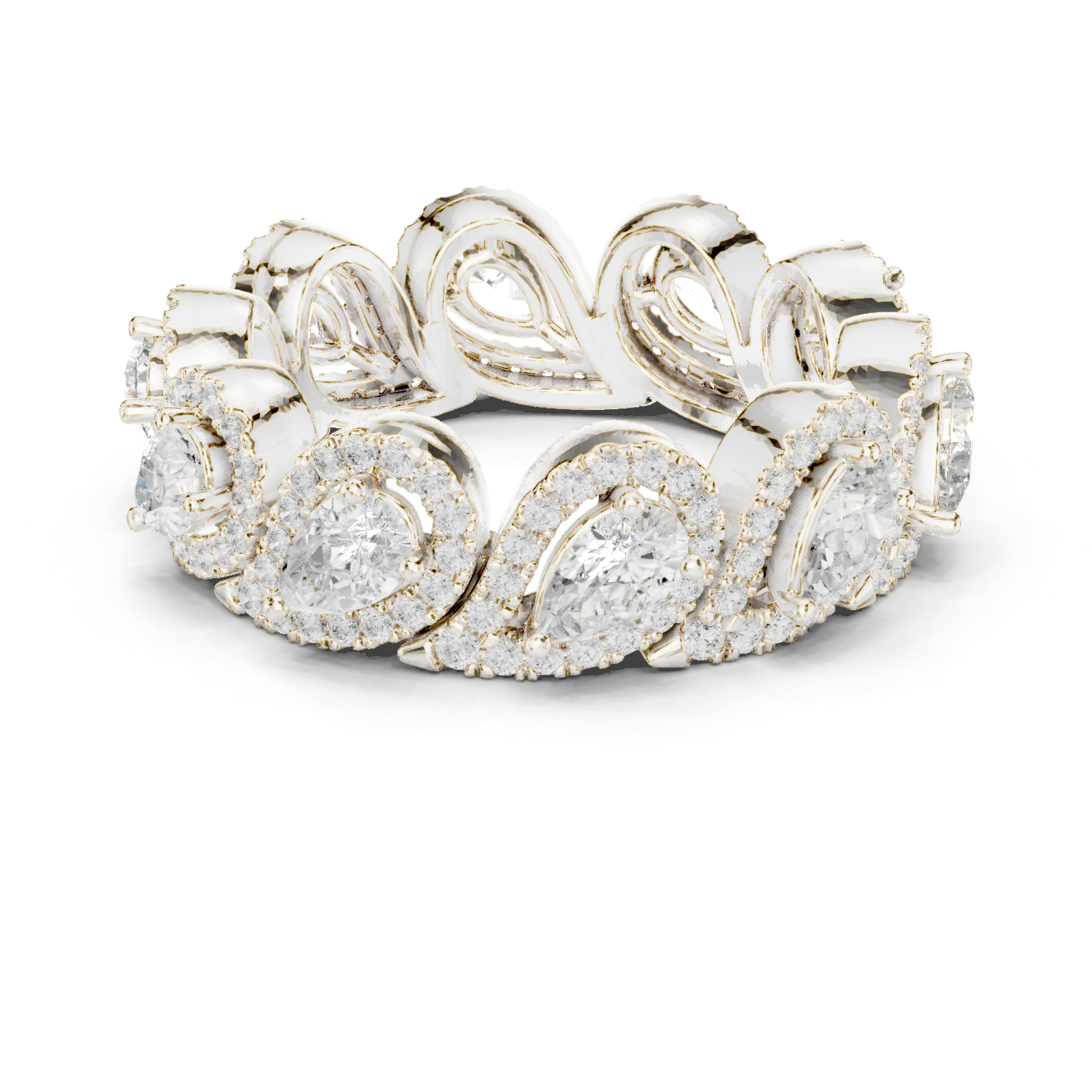 Celestia Pear Halo Ring