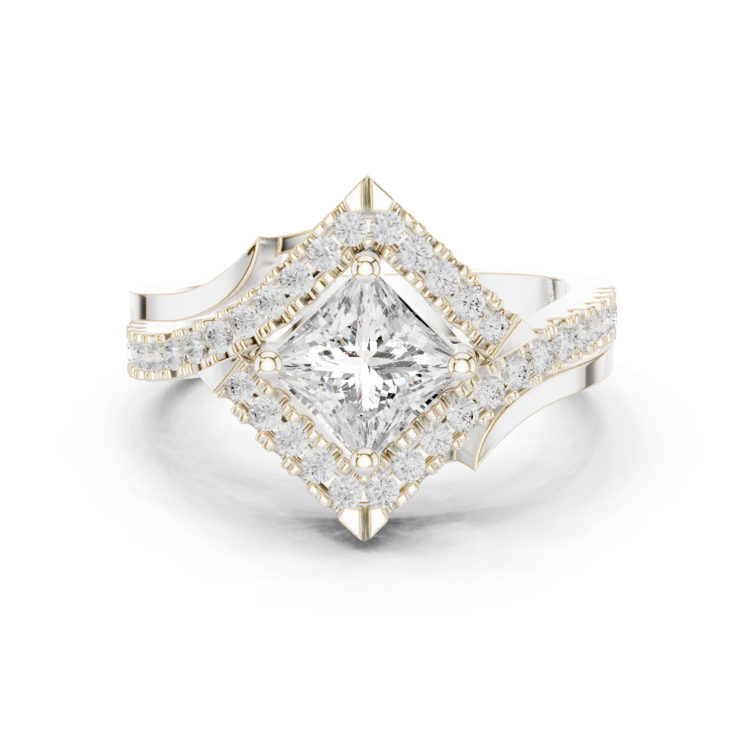 Princess Diamond Split Shank Ring