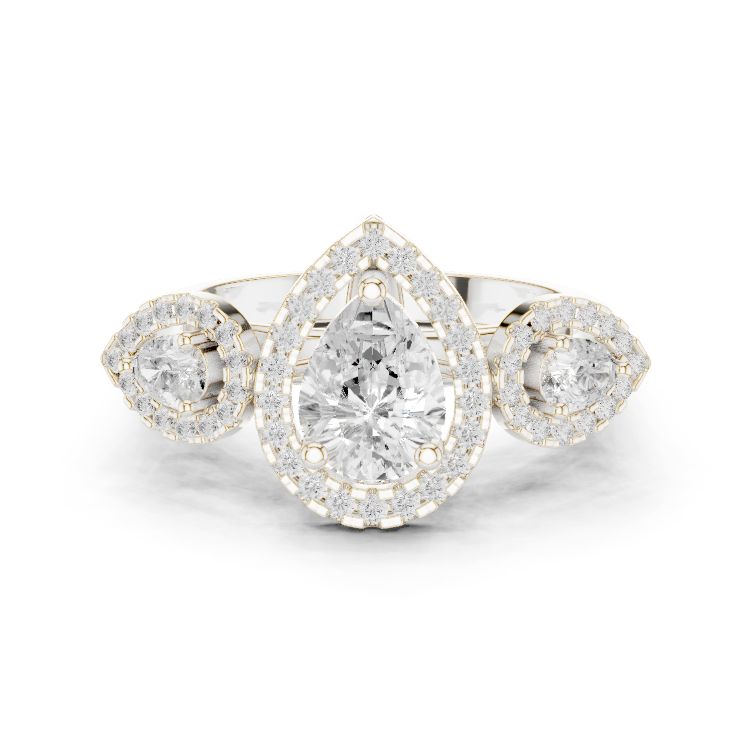 Three Stone Pear Diamond Ring