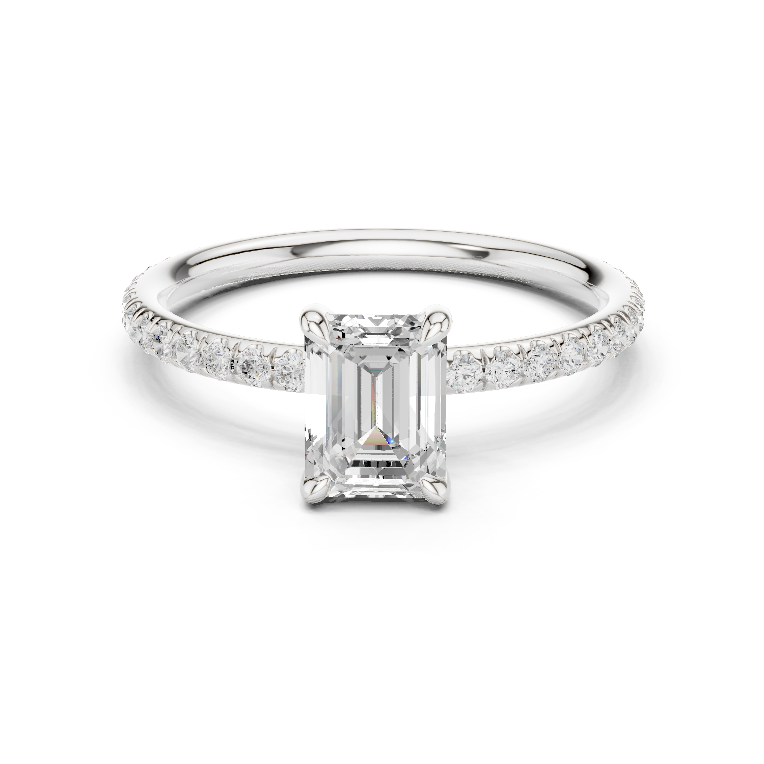 Celestia Emerald Cut Pavé Diamond Engagement Ring