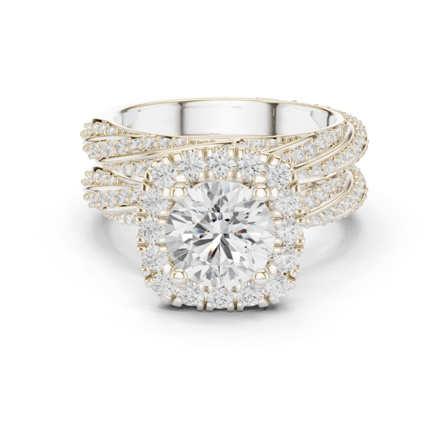 Royal Embrace Round Diamond Halo Engagement Ring