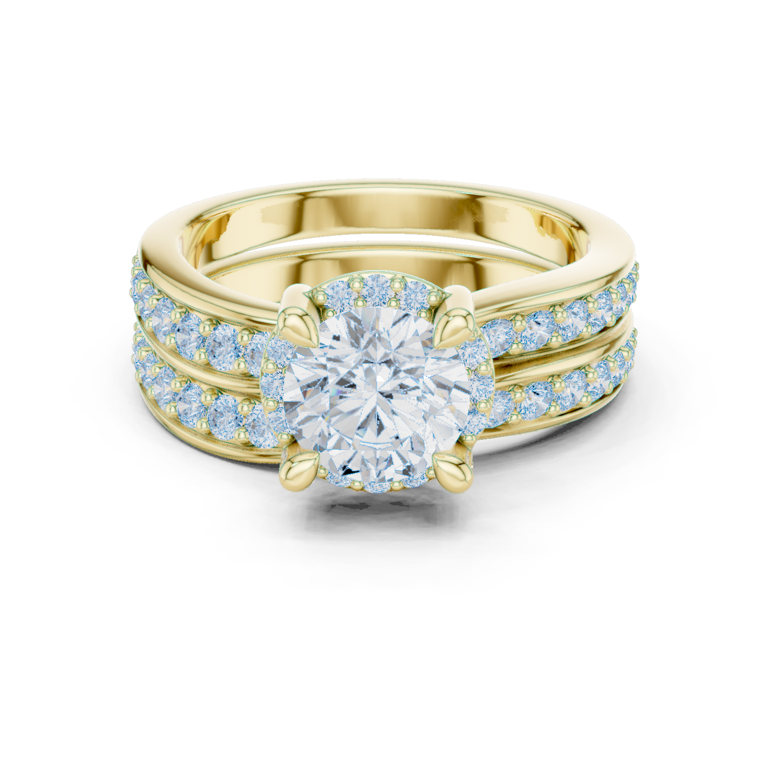 Infinity Weave Round Diamond Split Band Engagement Ring