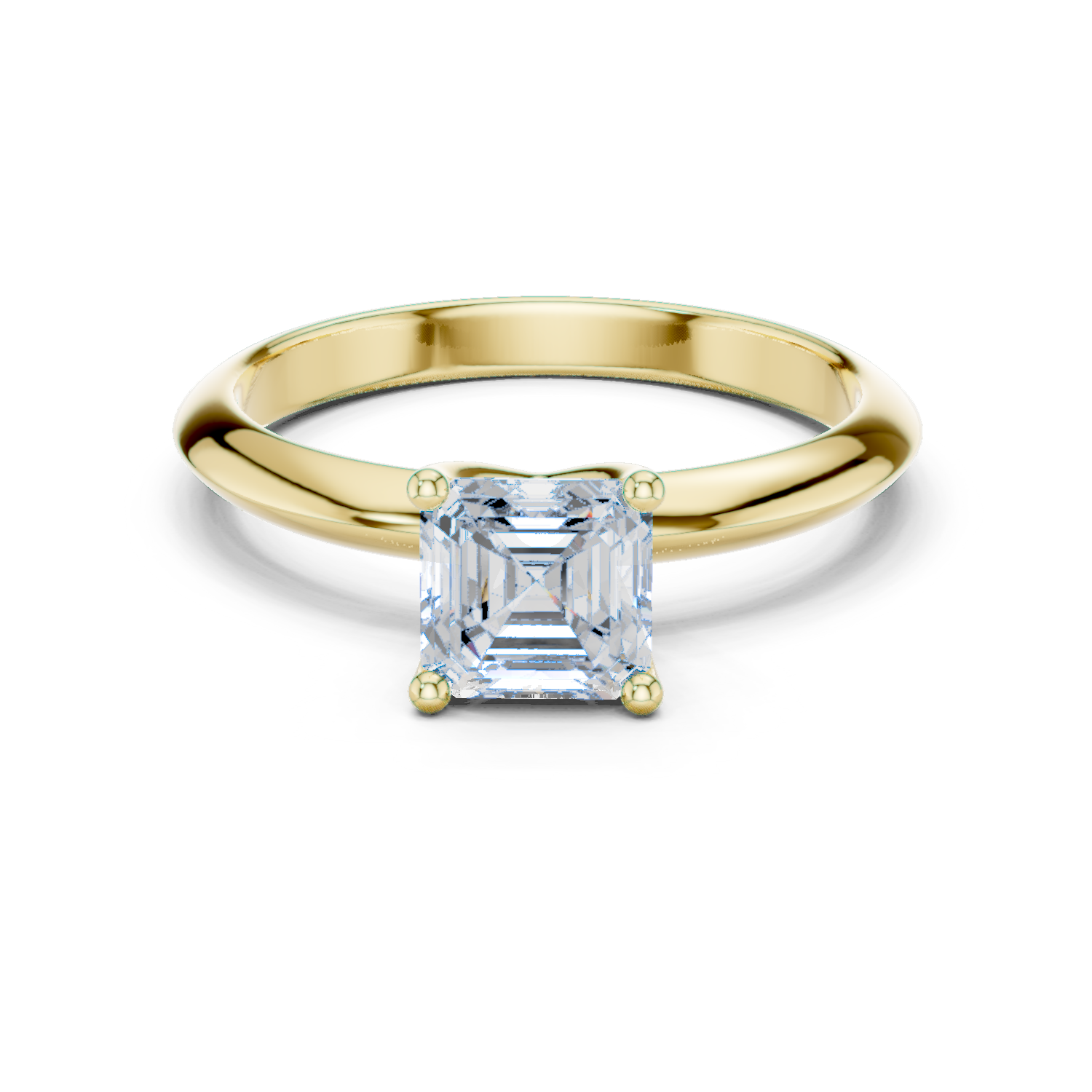 Classic Asscher Cut Solitaire Diamond Engagement Ring