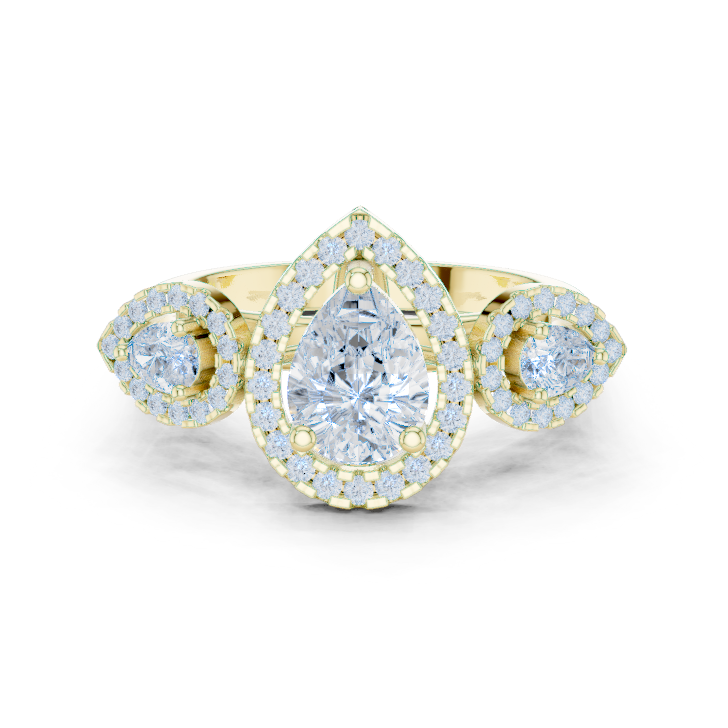 Three Stone Pear Diamond Ring