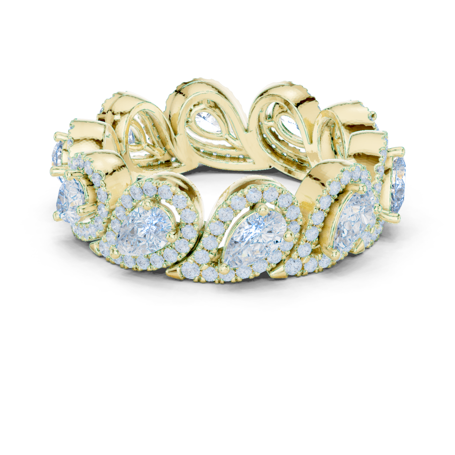 Celestia Pear Halo Ring