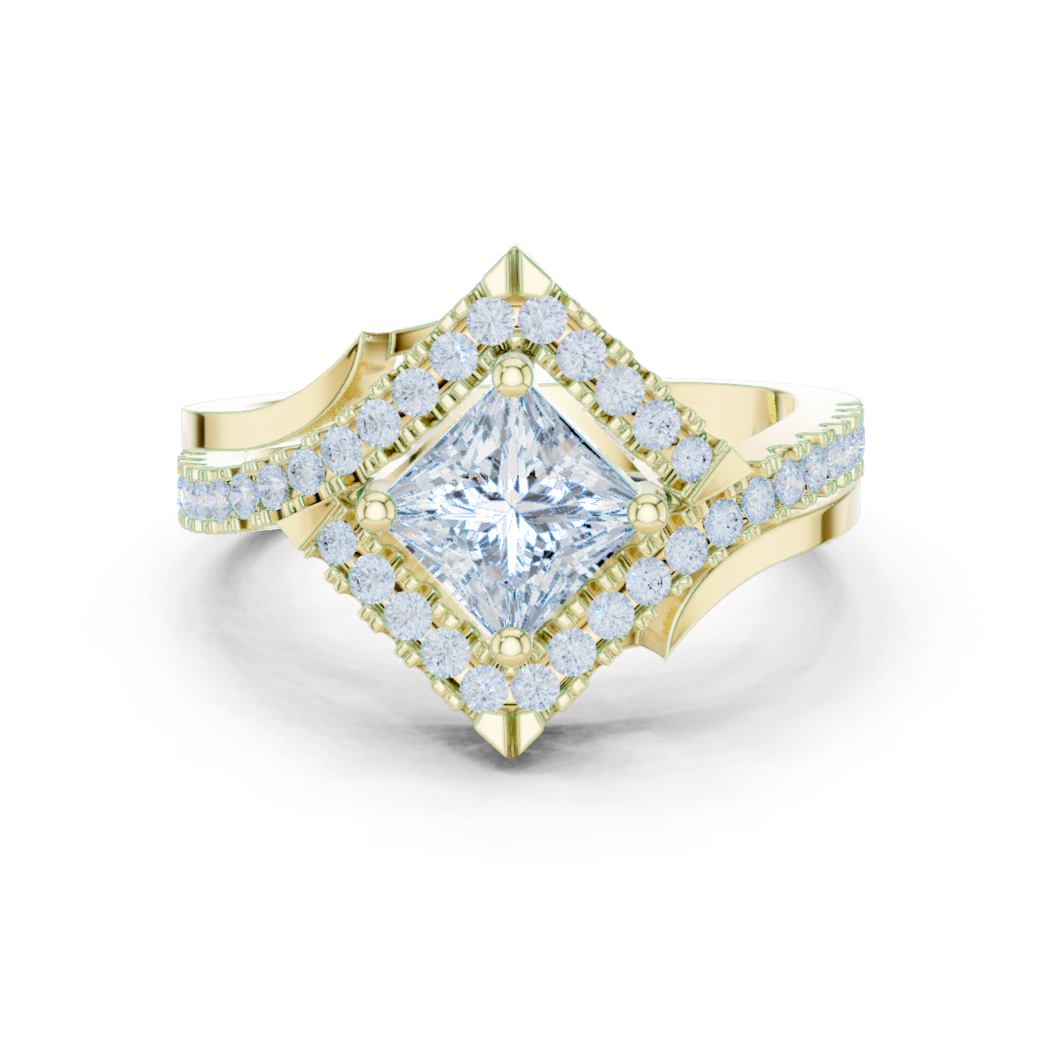 Princess Diamond Split Shank Ring
