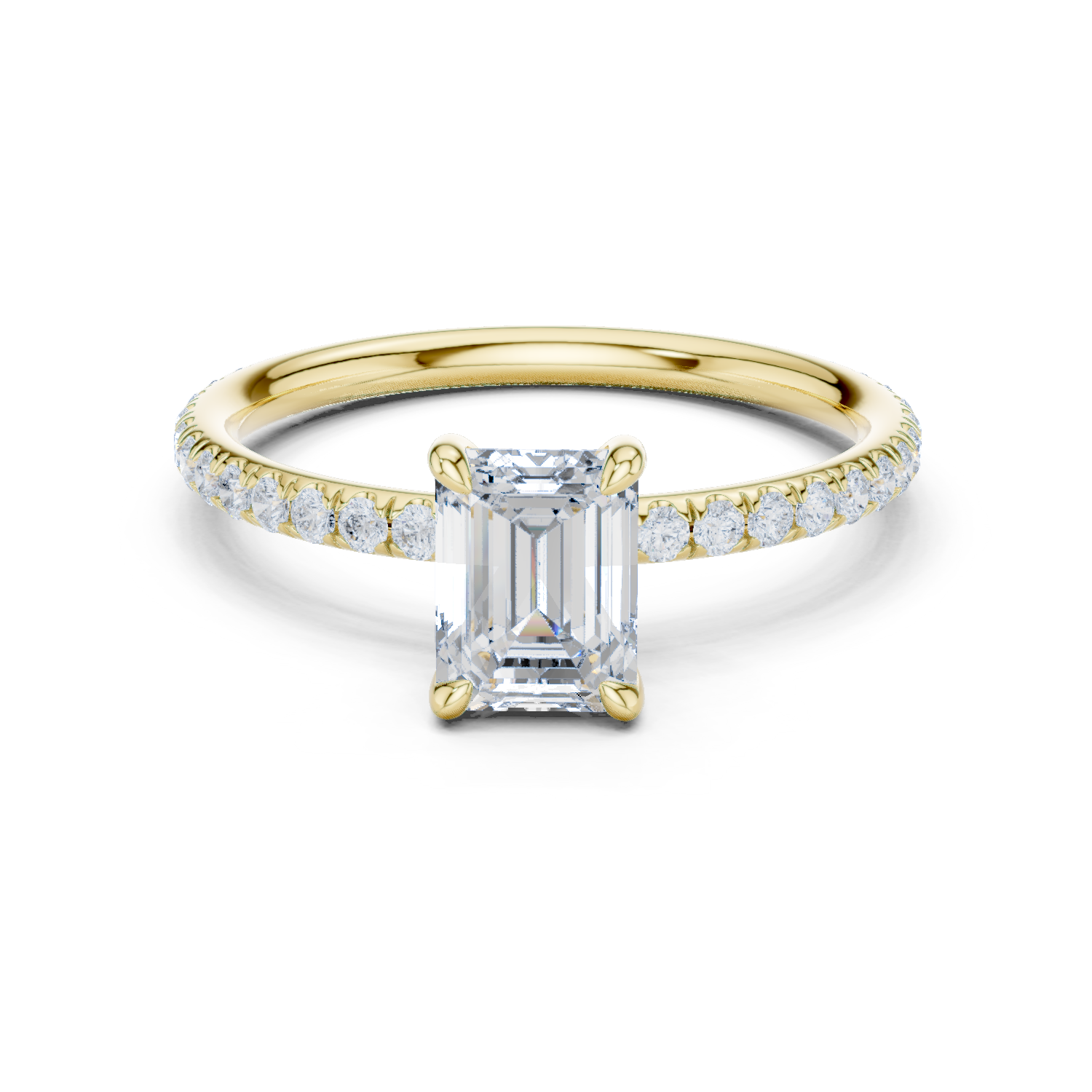 Celestia Emerald Cut Pavé Diamond Engagement Ring