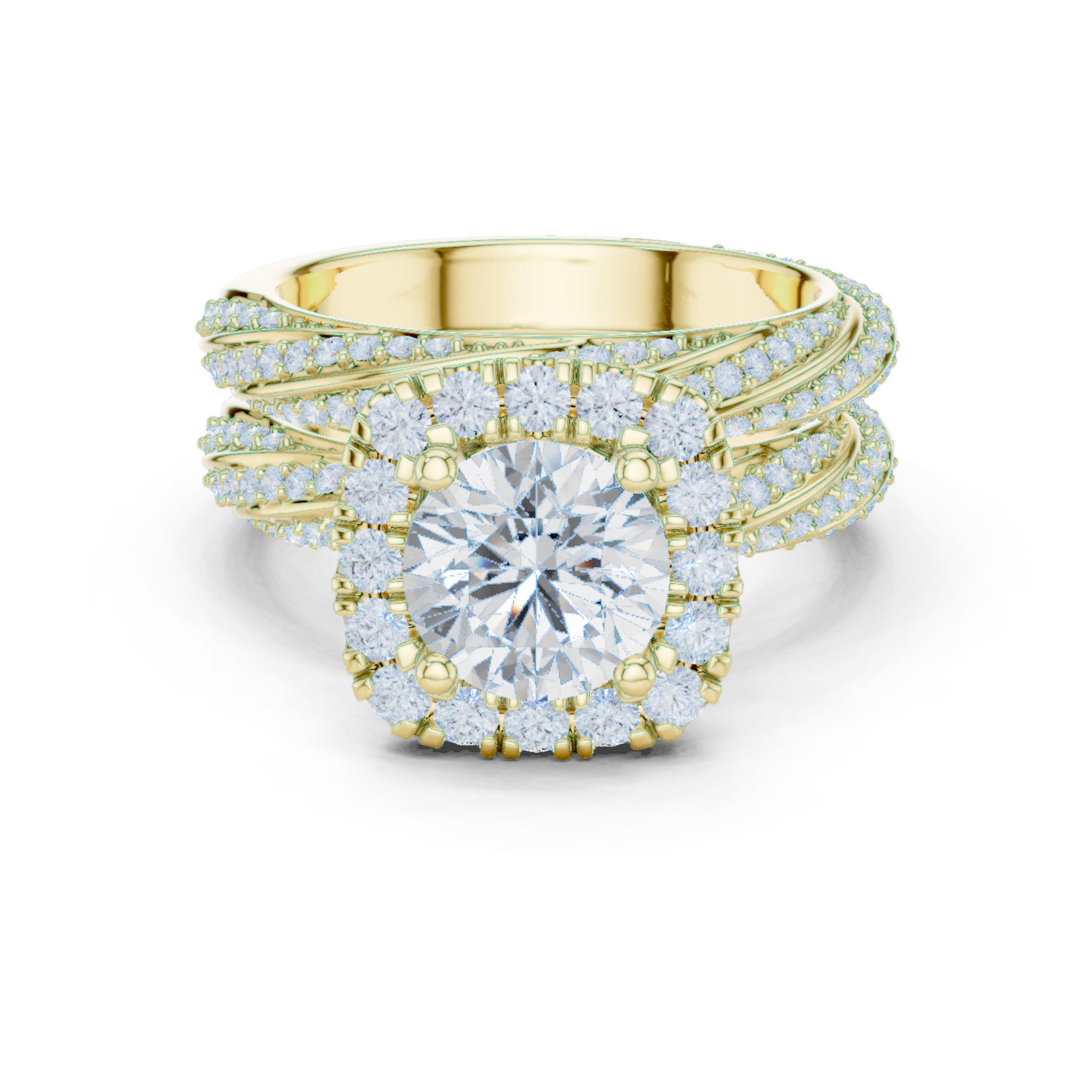 Royal Embrace Round Diamond Halo Engagement Ring