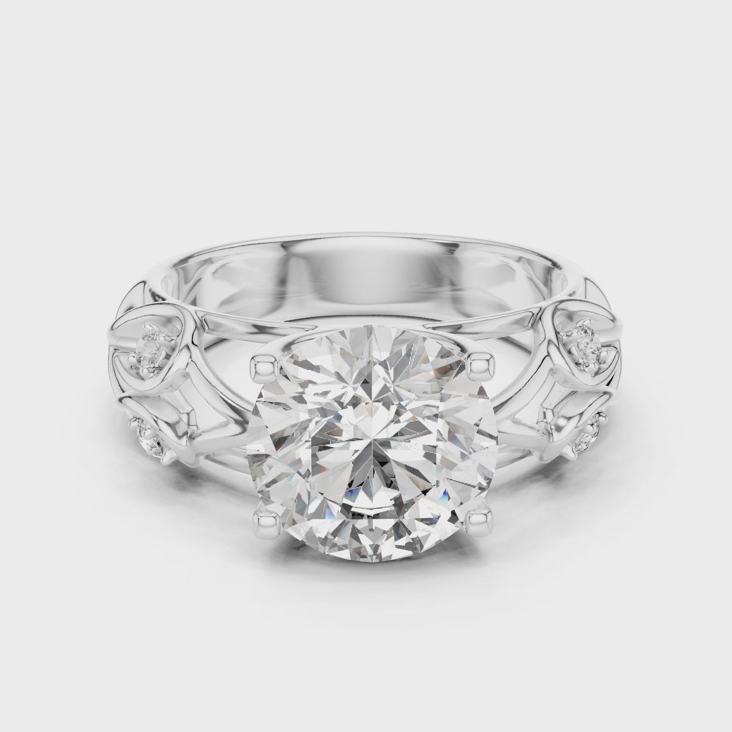 3.5CT Round Engagement Ring With Unique Band