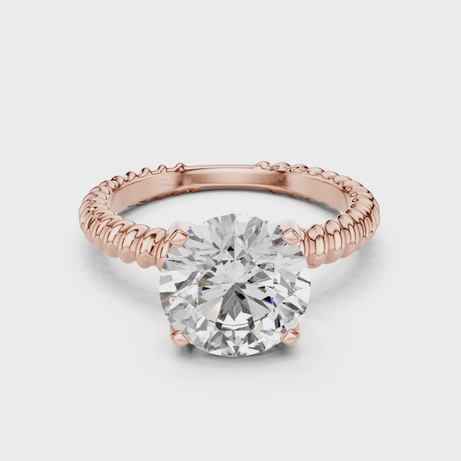 2ct Solitaire Ring With Rope Shank