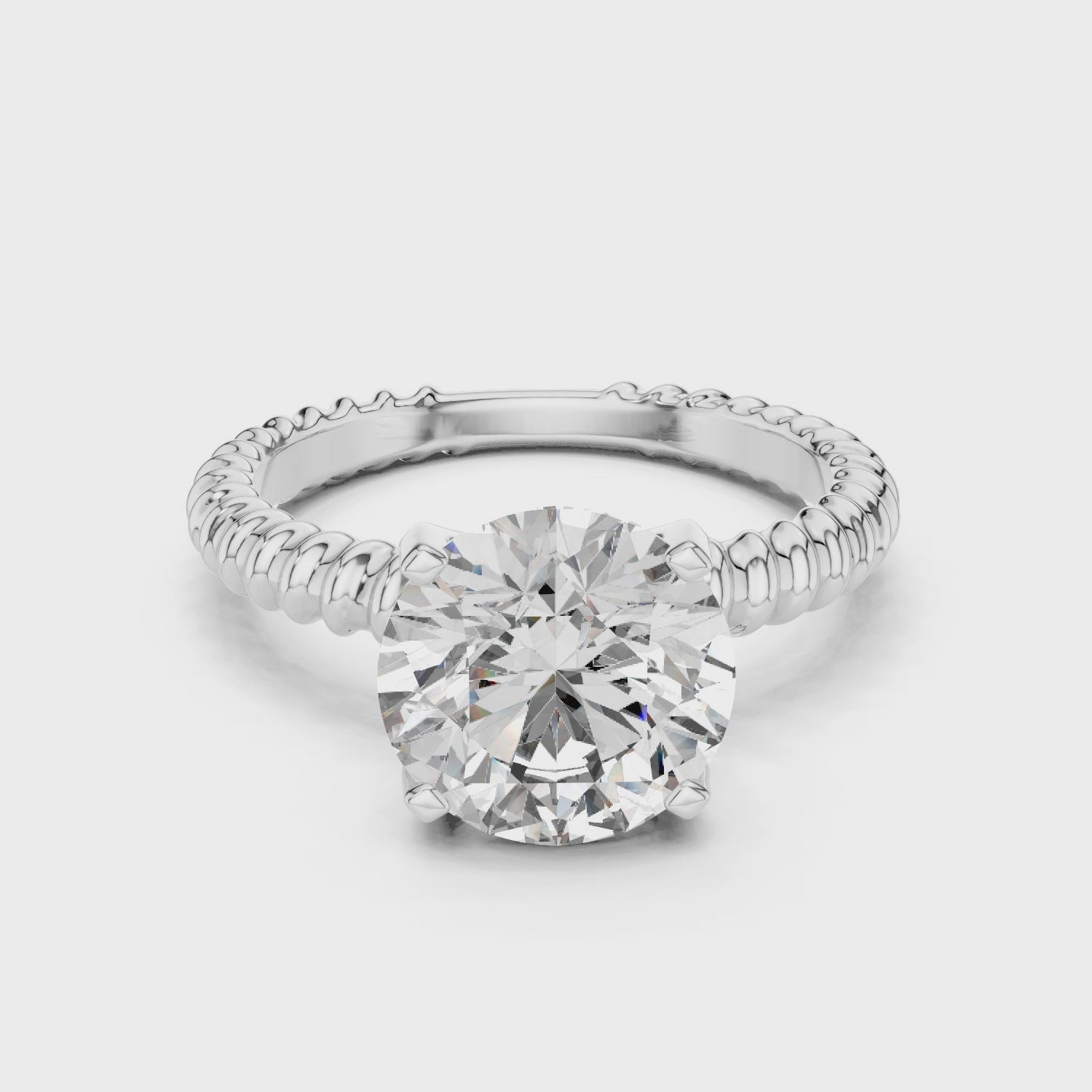 2ct Solitaire Ring With Rope Shank