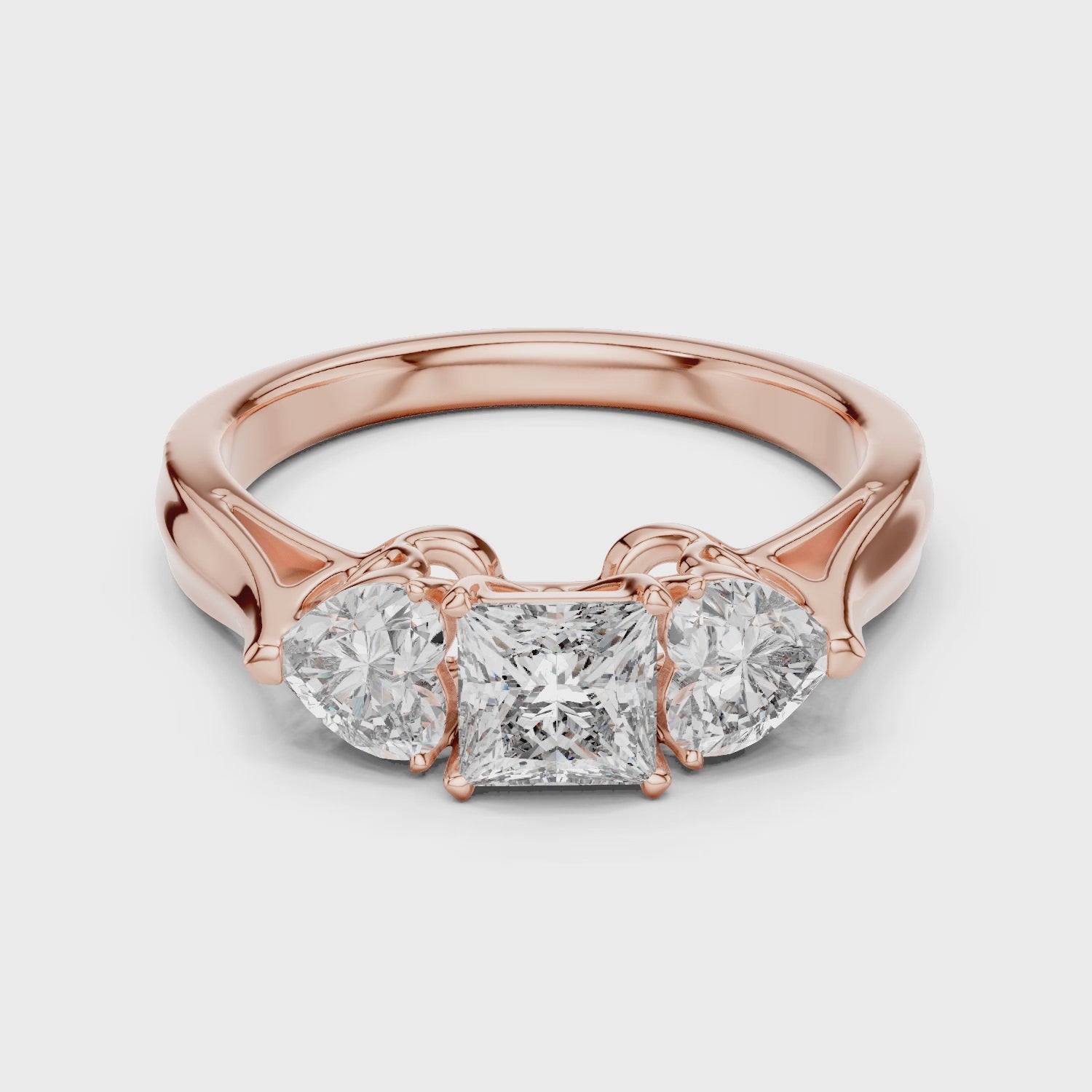 Princess With Heart Side Stone Engagement