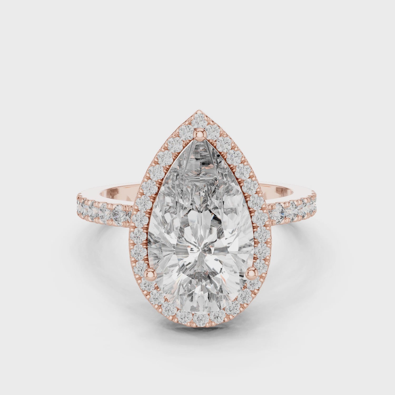 4CT Pear With Halo Setting Engagement Ring