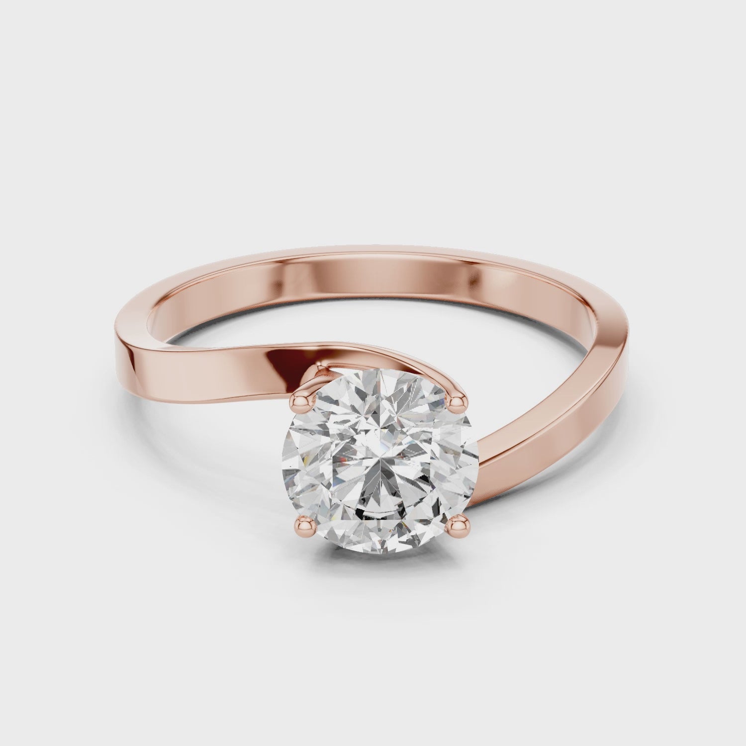 1ct Solitaire Ring With Crossover Band
