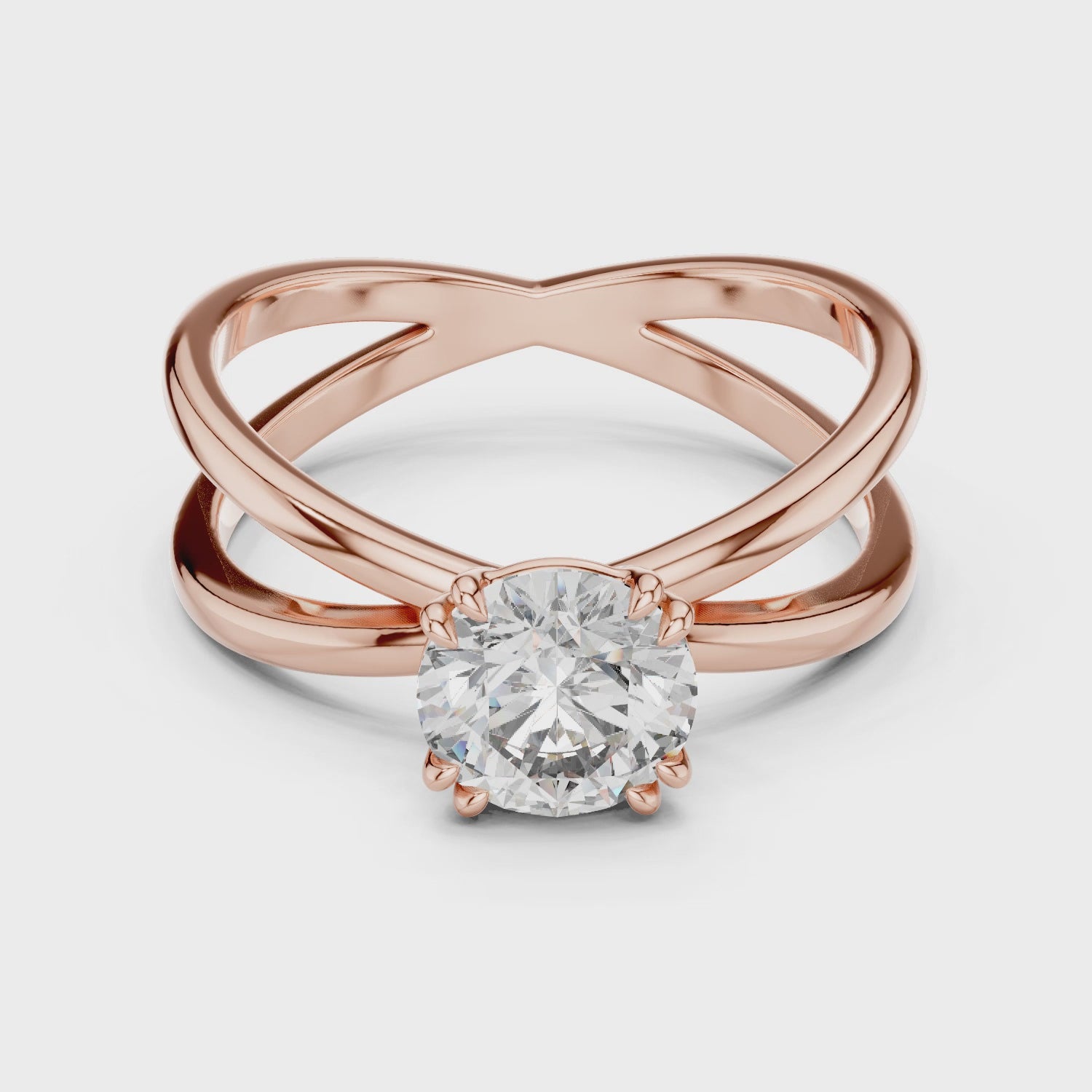 1ct Solitaire Ring With Crossover Shank
