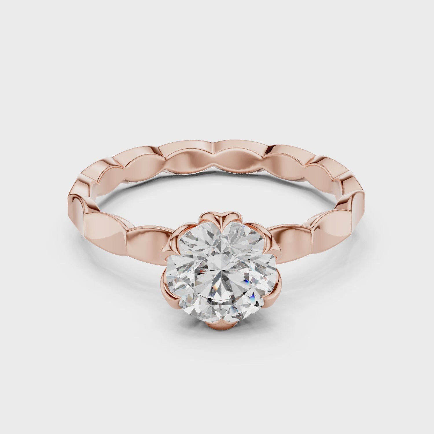 1ct Solitaire Ring With Unique Shank Pettern