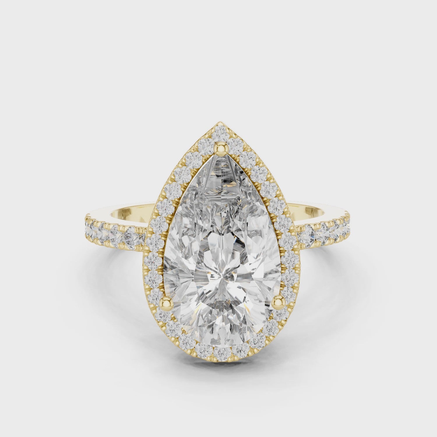 4CT Pear With Halo Setting Engagement Ring