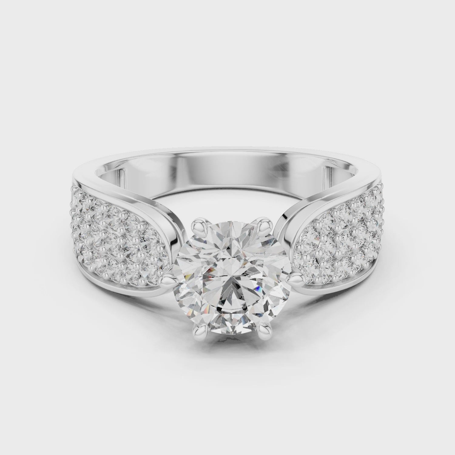 Round Engagement Ring With Side Stone