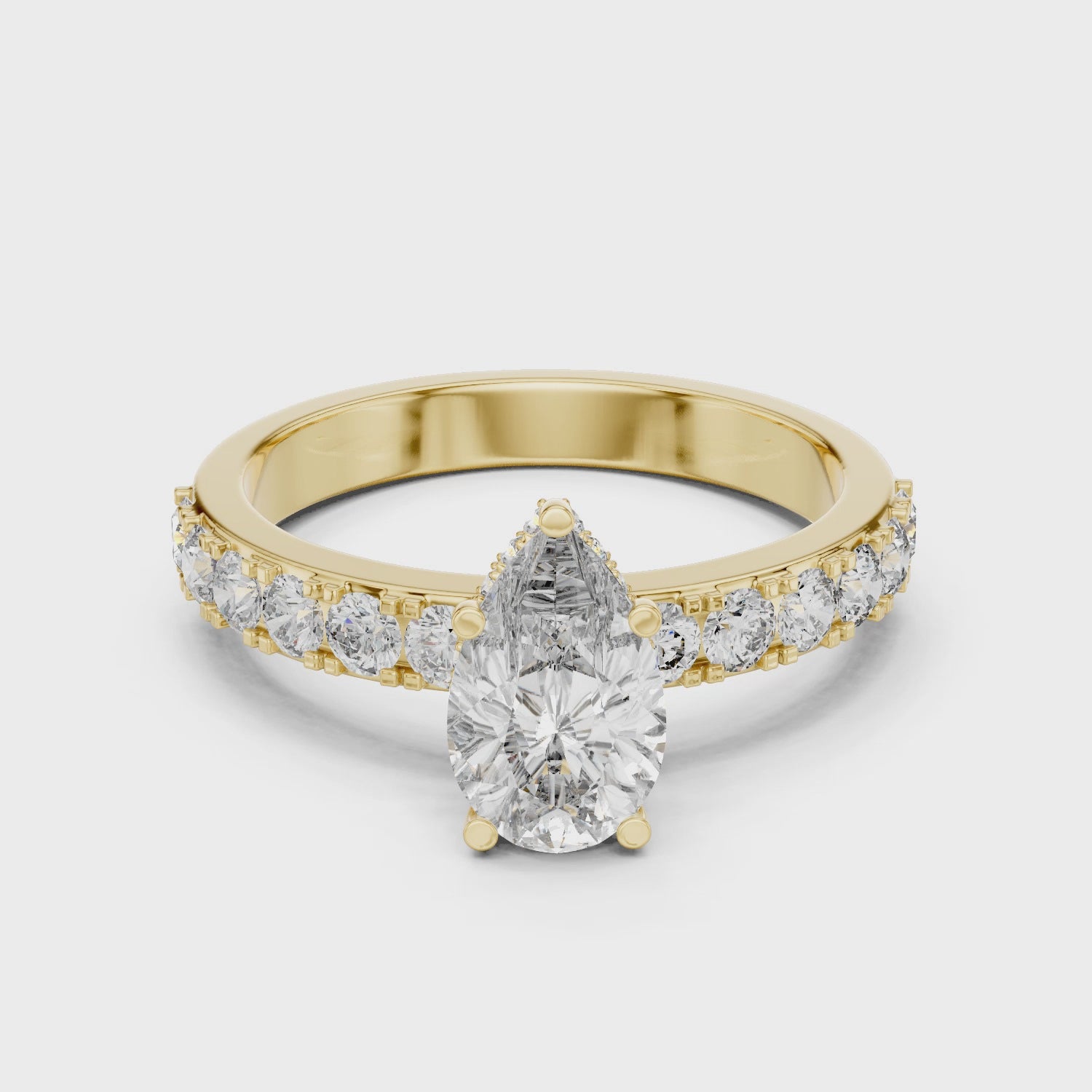Pear Engagement Ring With Hidden Halo Setting