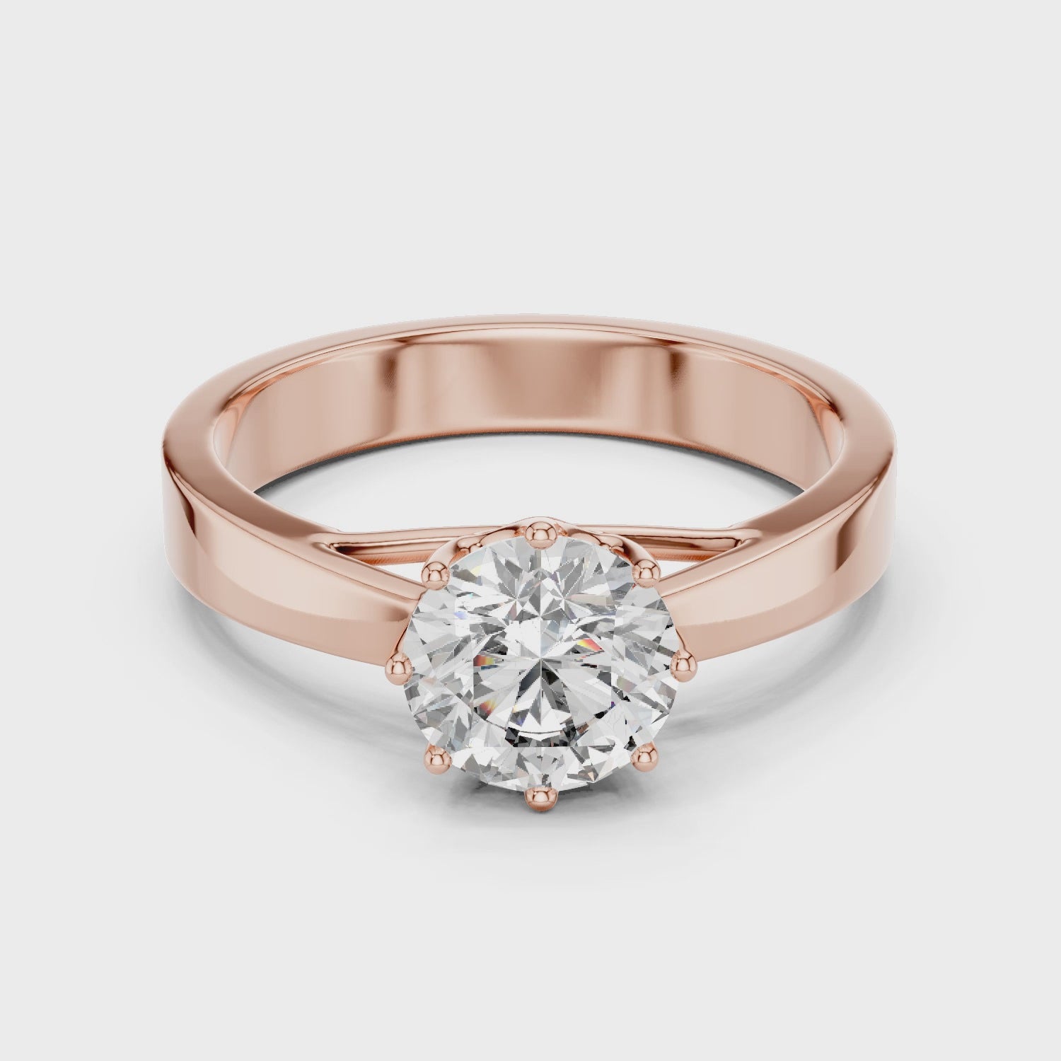1ct Solitaire Simple Ring Band