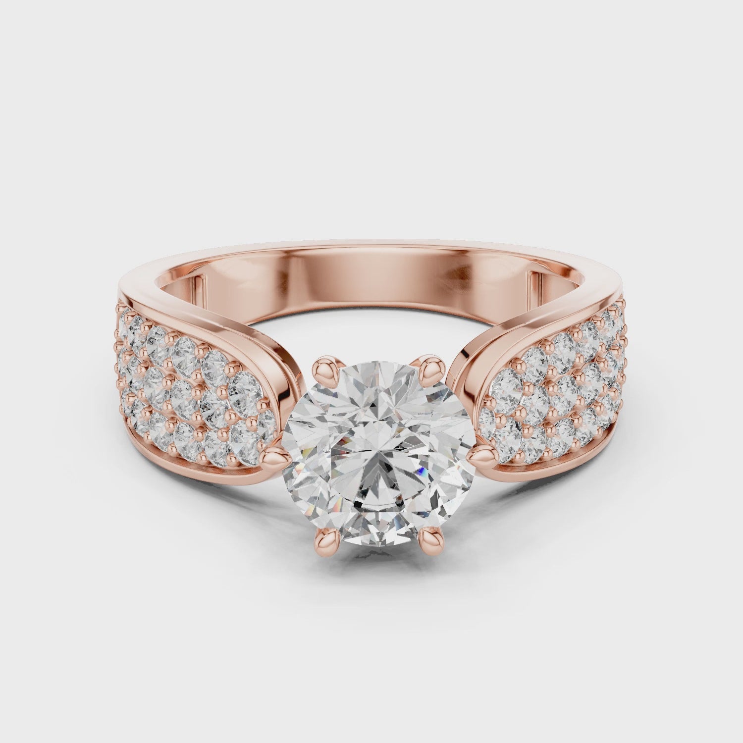 Round Engagement Ring With Side Stone