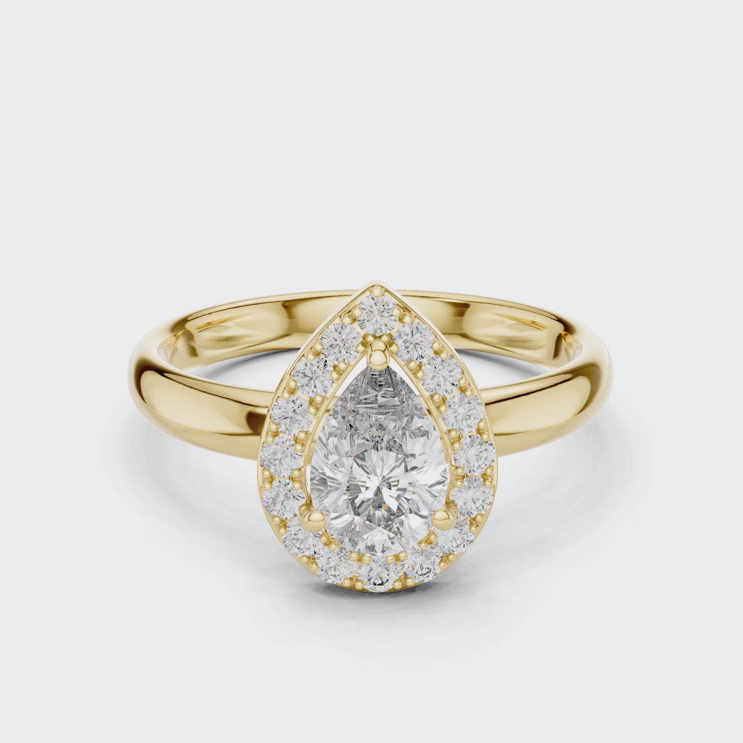 Pear Engagement Ring With  Halo Setting