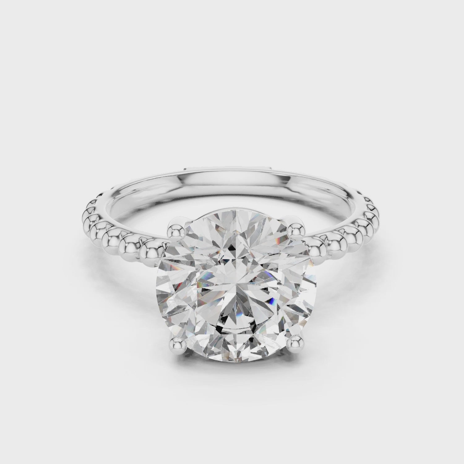 2ct Solitaire With Beads Shank