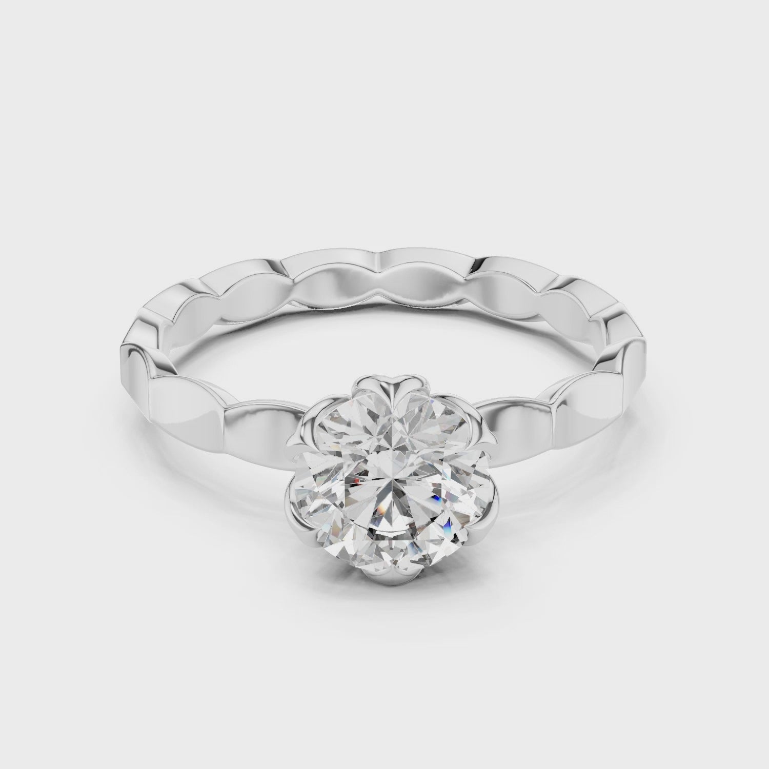 1ct Solitaire Ring With Unique Shank Pettern