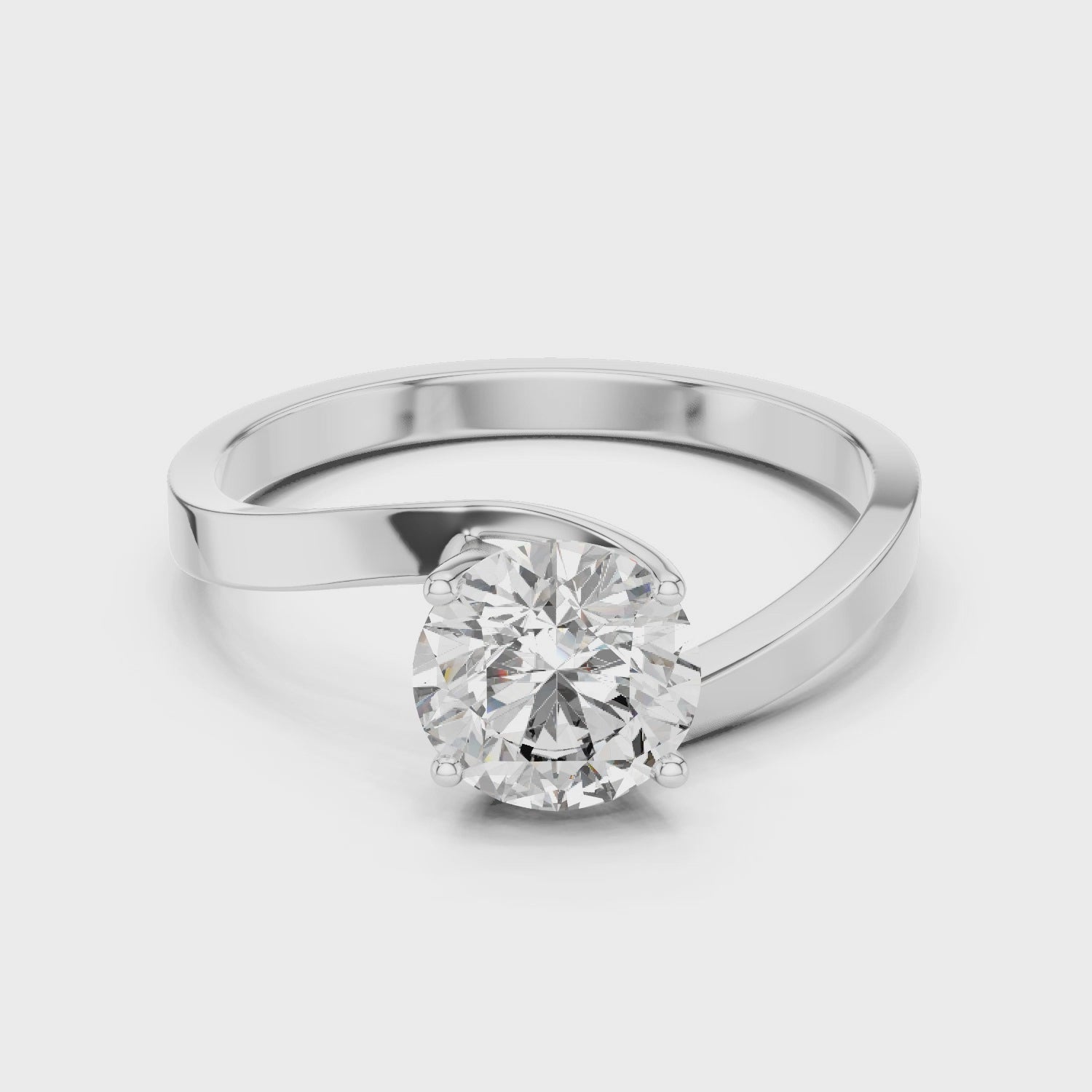 1ct Solitaire Ring With Crossover Band