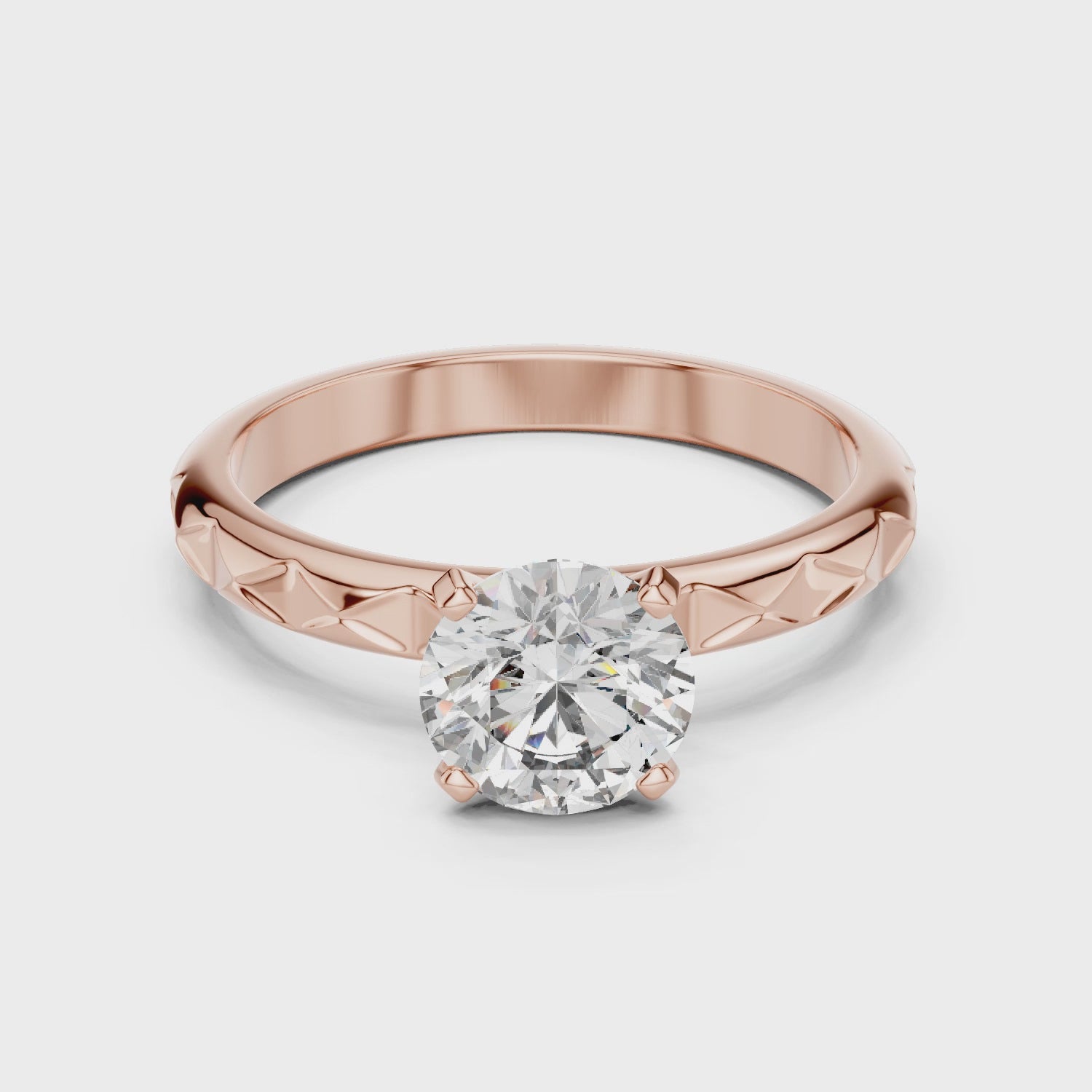 1ct Solitaire With Block Texture Band