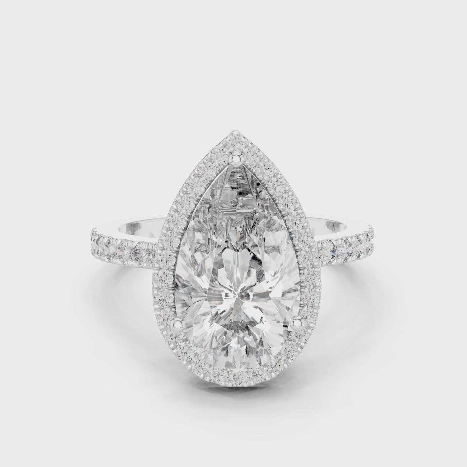 4CT Pear With Halo Setting Engagement Ring