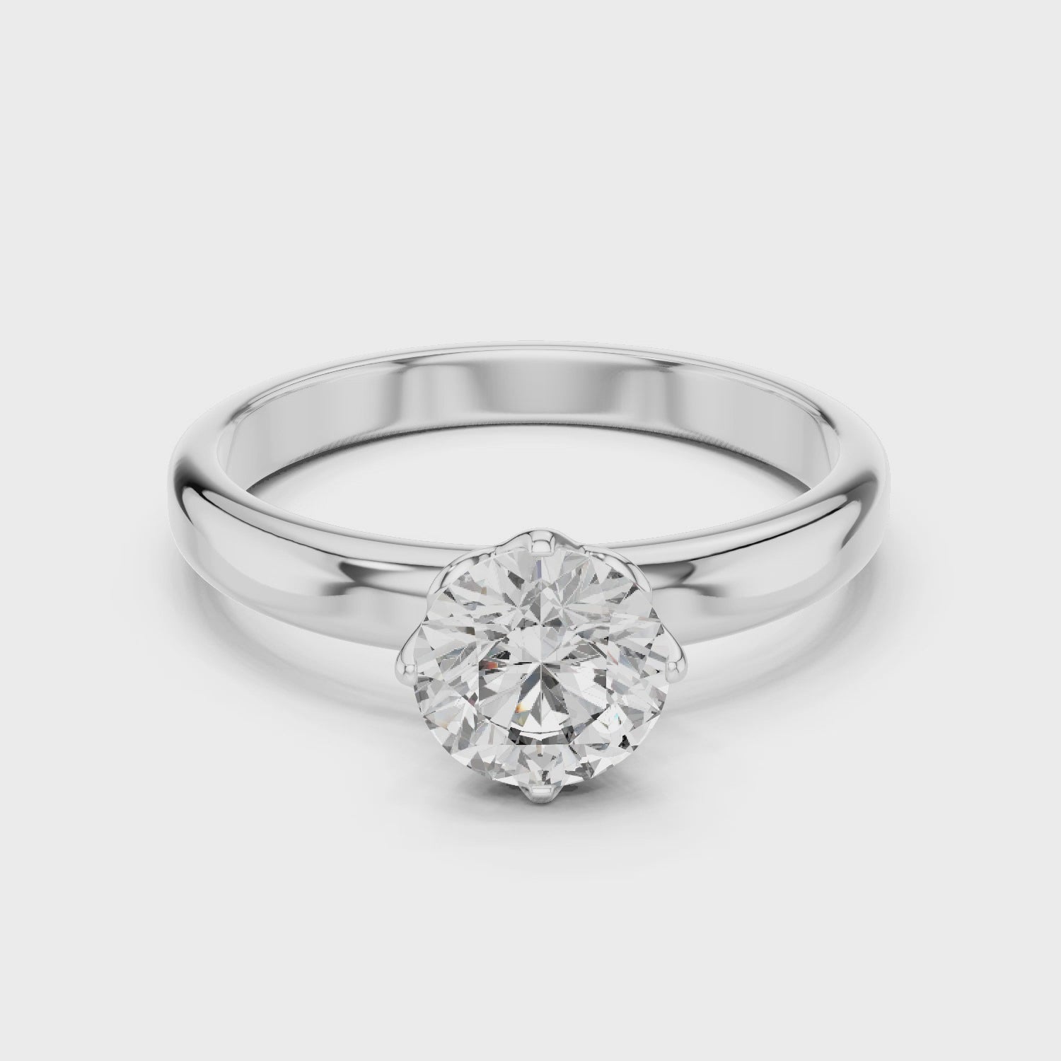 1ct Solitaire Simple Ring Band