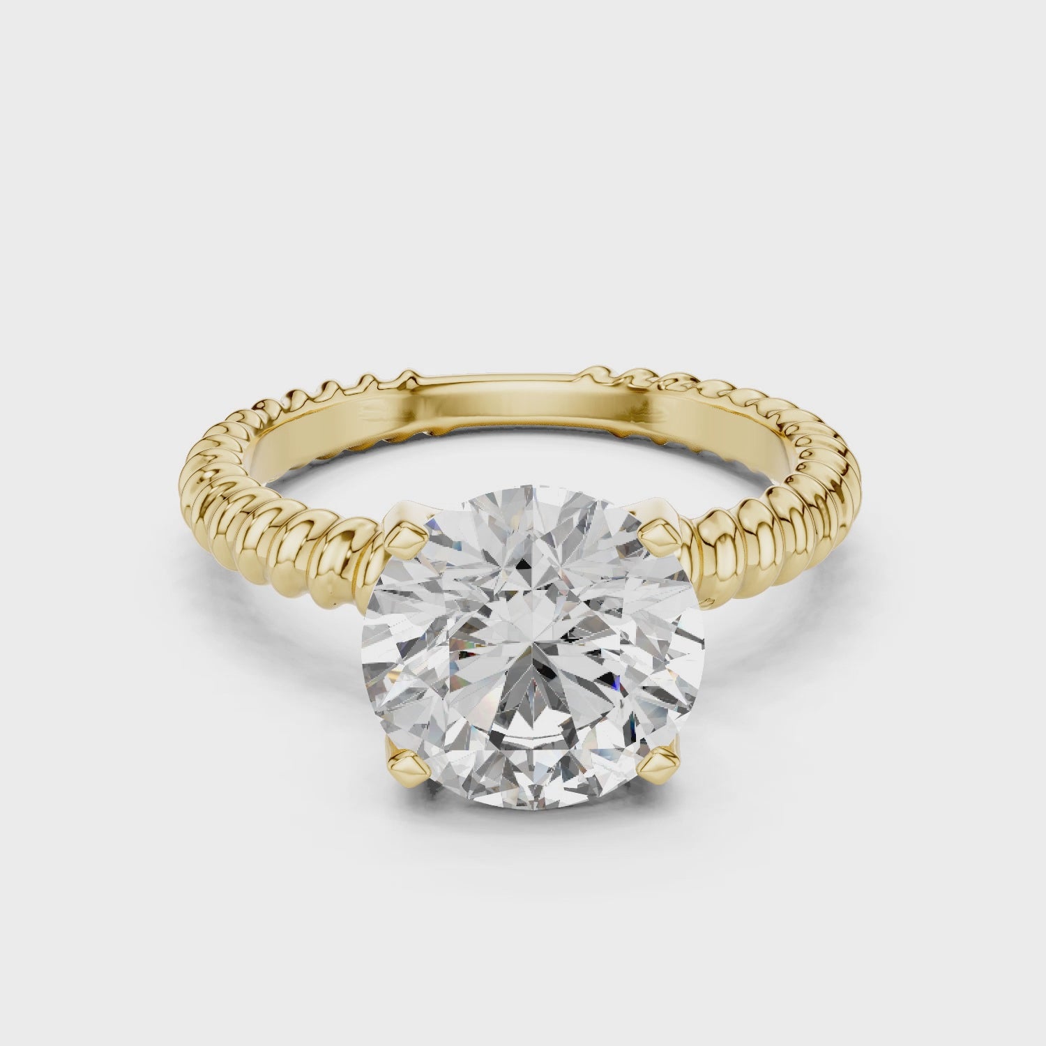 2ct Solitaire Ring With Rope Shank