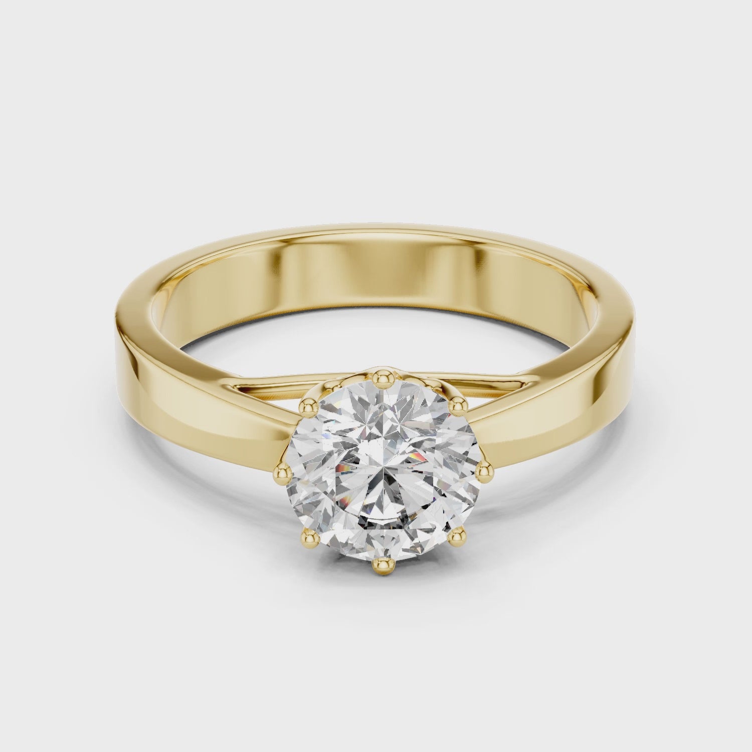 1ct Solitaire Simple Ring Band