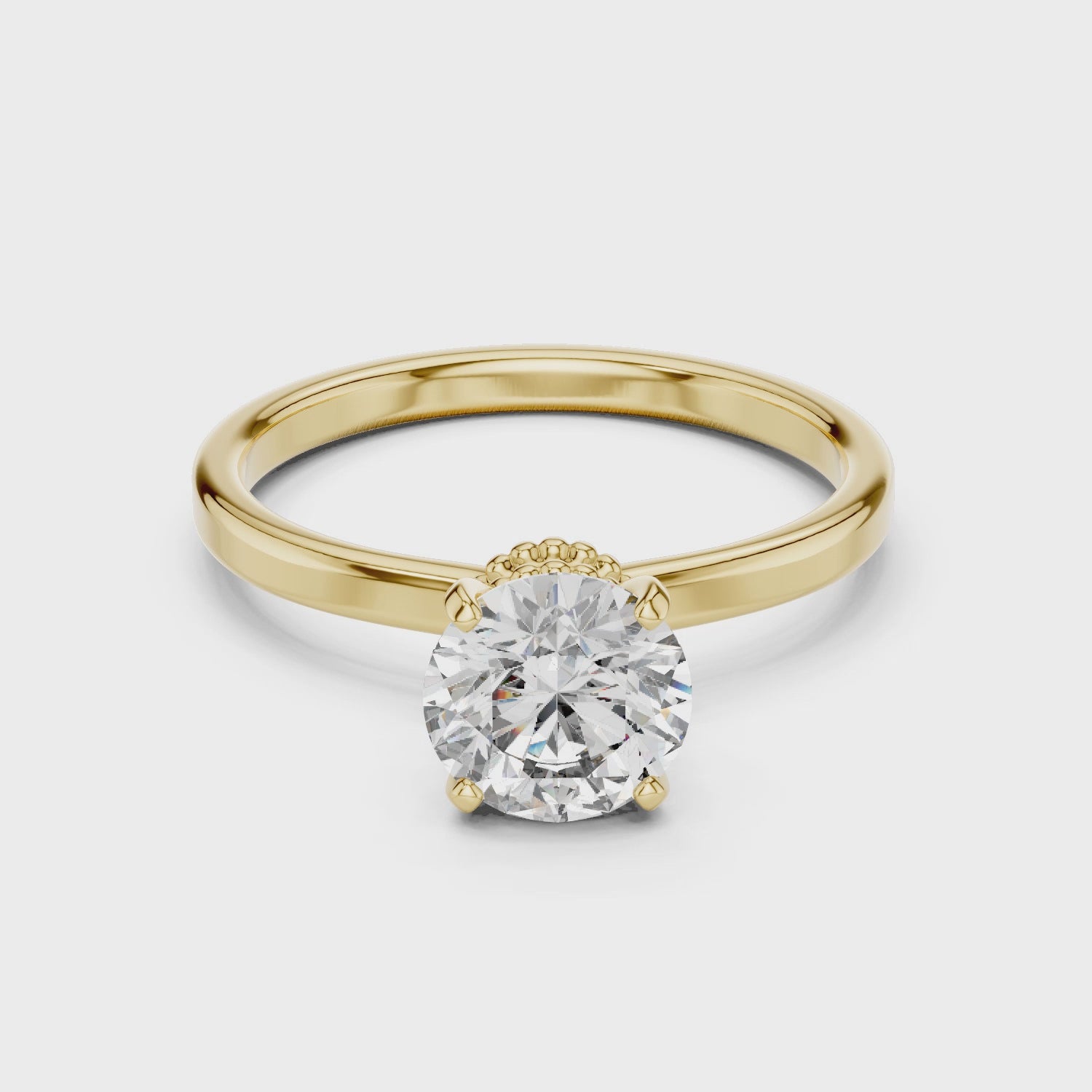 1ct Solitaire Halo Beads Band