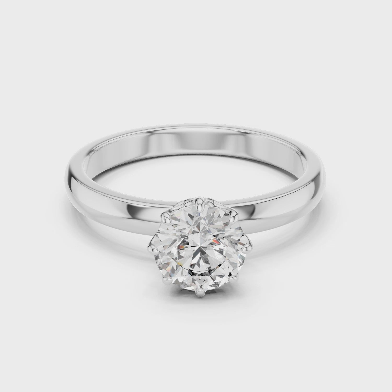 1ct Solitaire Simple Ring Band
