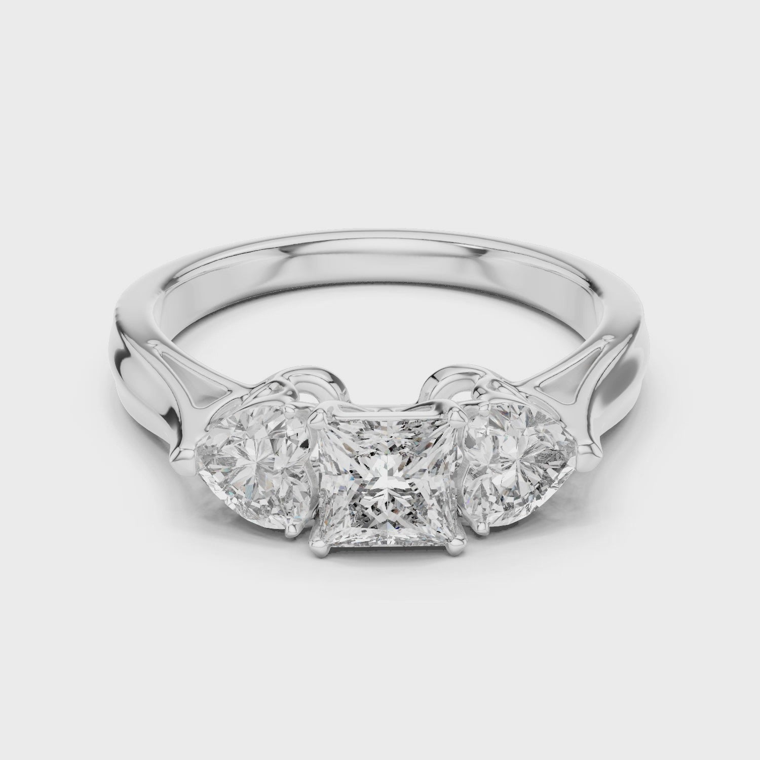 Princess With Heart Side Stone Engagement