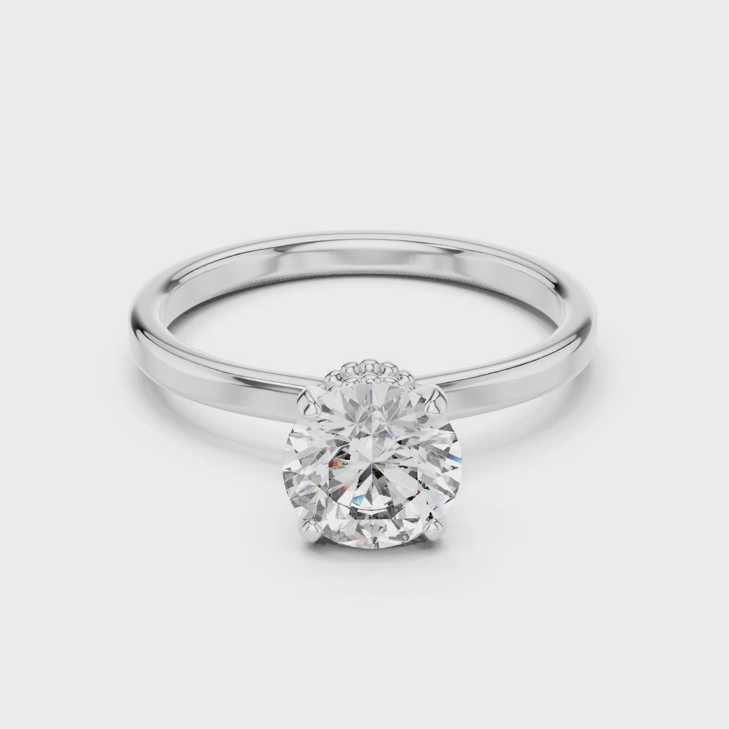 1ct Solitaire Halo Beads Band