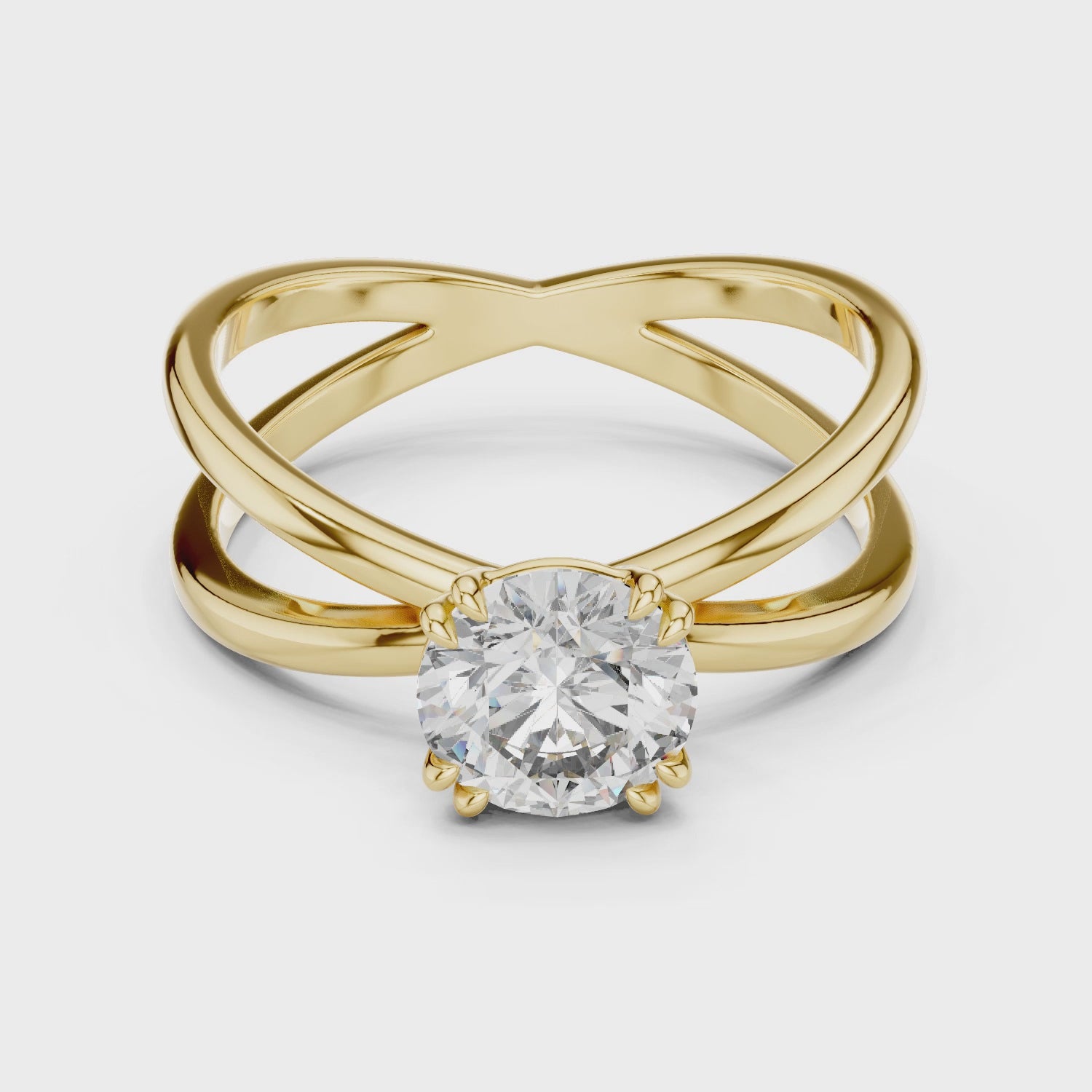1ct Solitaire Ring With Crossover Shank