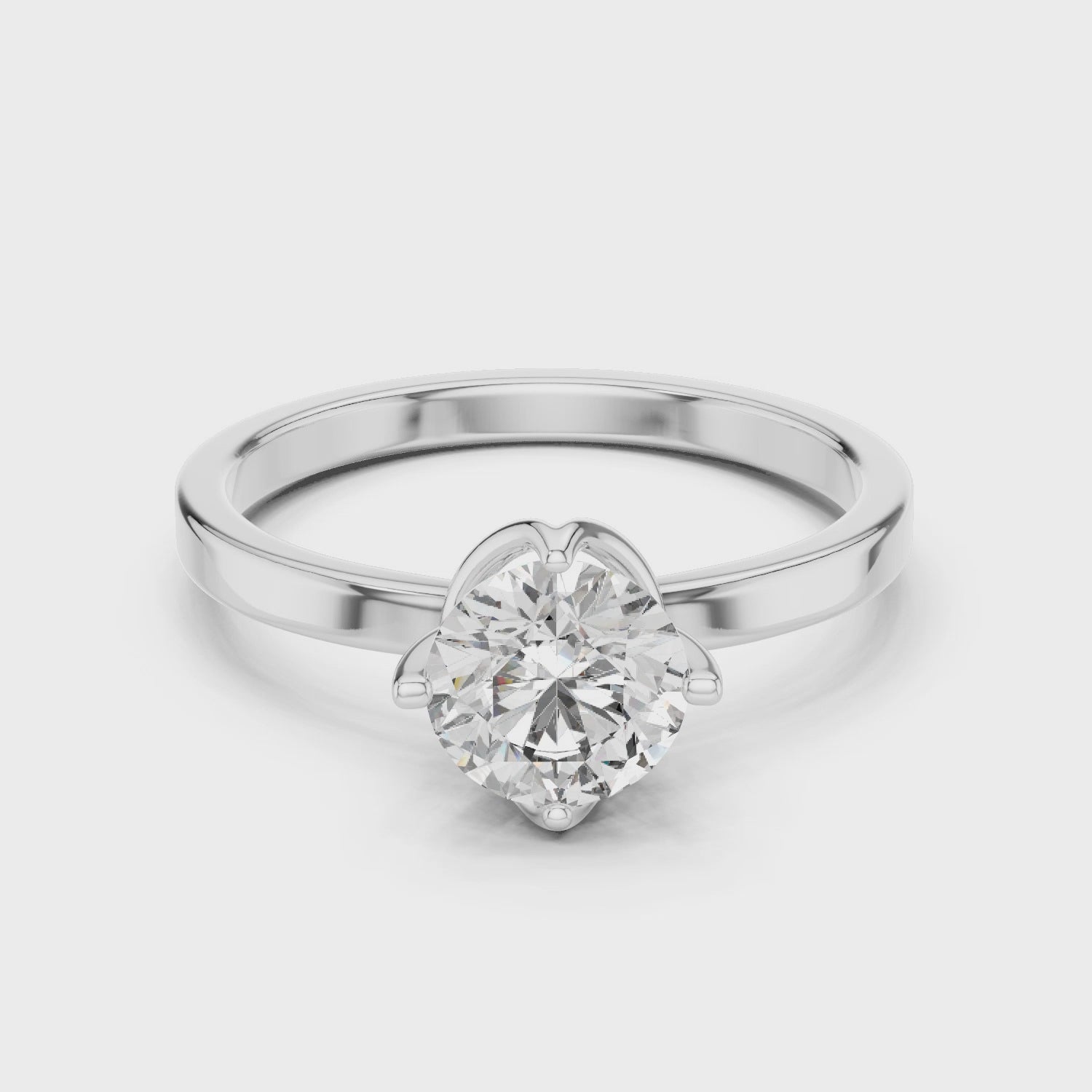 1ct Solitaire Ring With Cross Prong Setting
