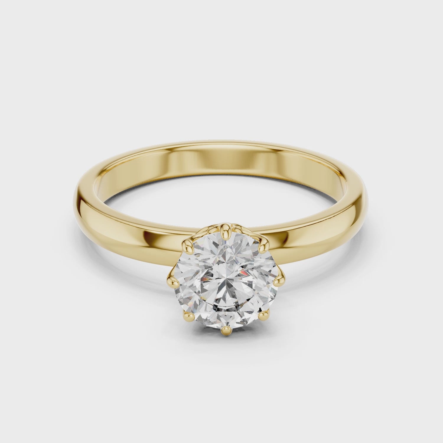 1ct Solitaire Simple Ring Band