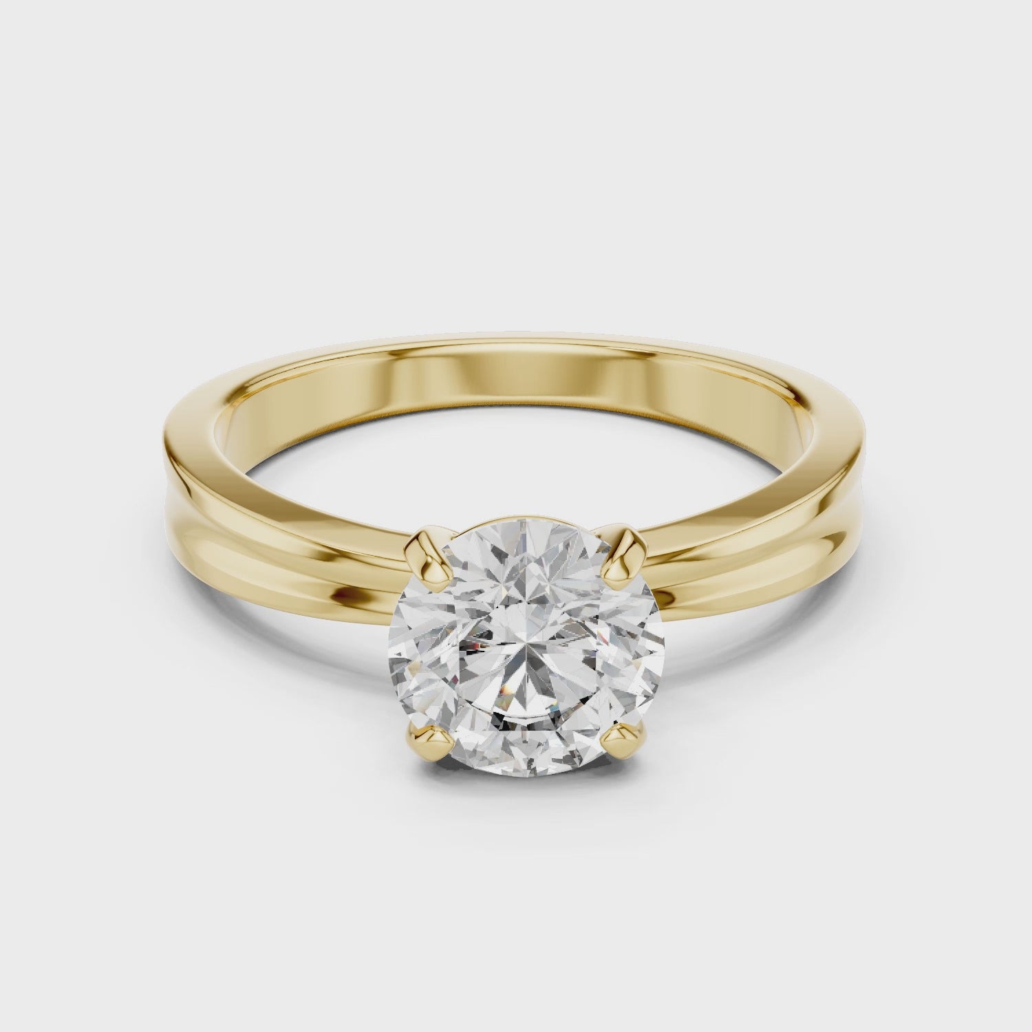 1ct Solitaire Simple Ring Band