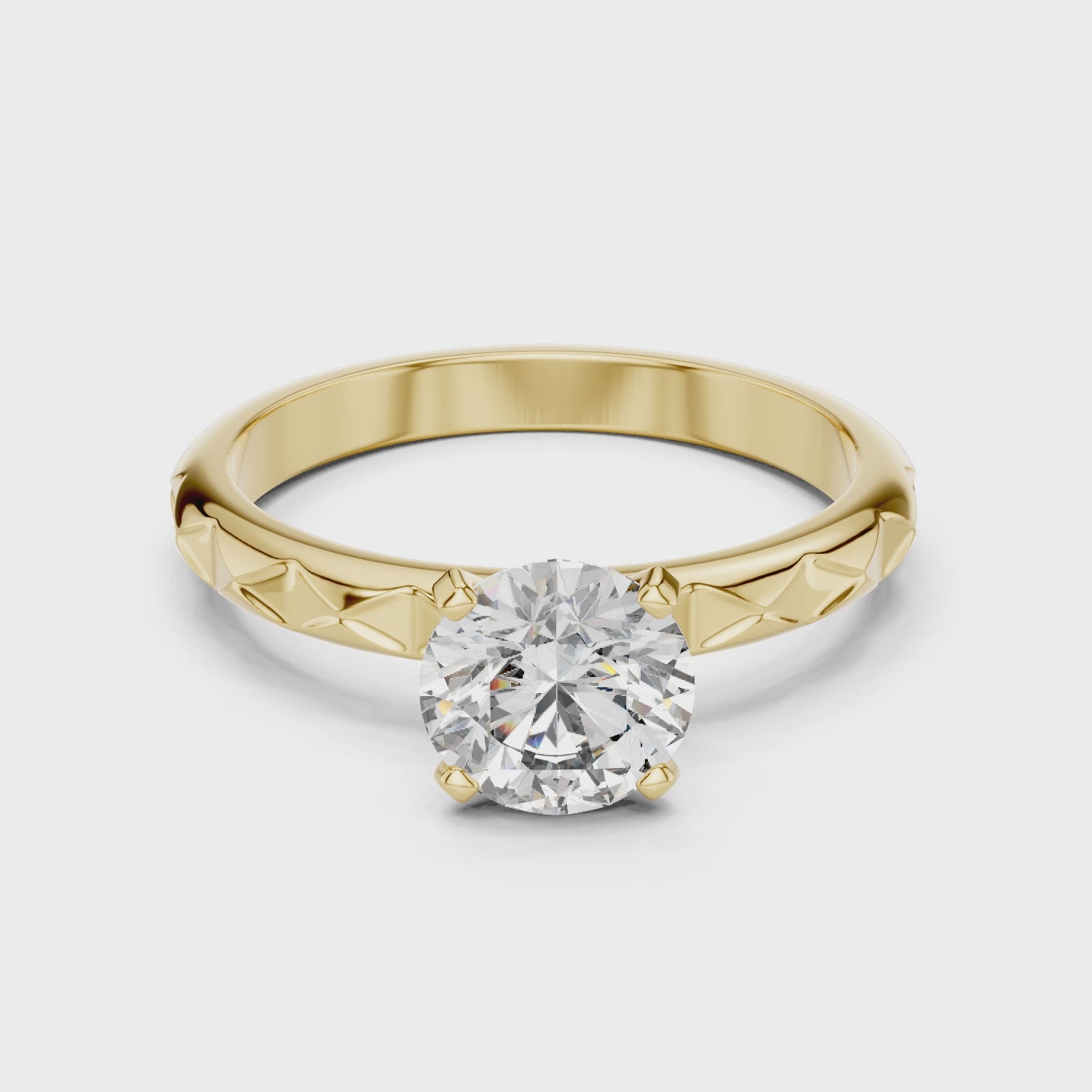 1ct Solitaire With Block Texture Band