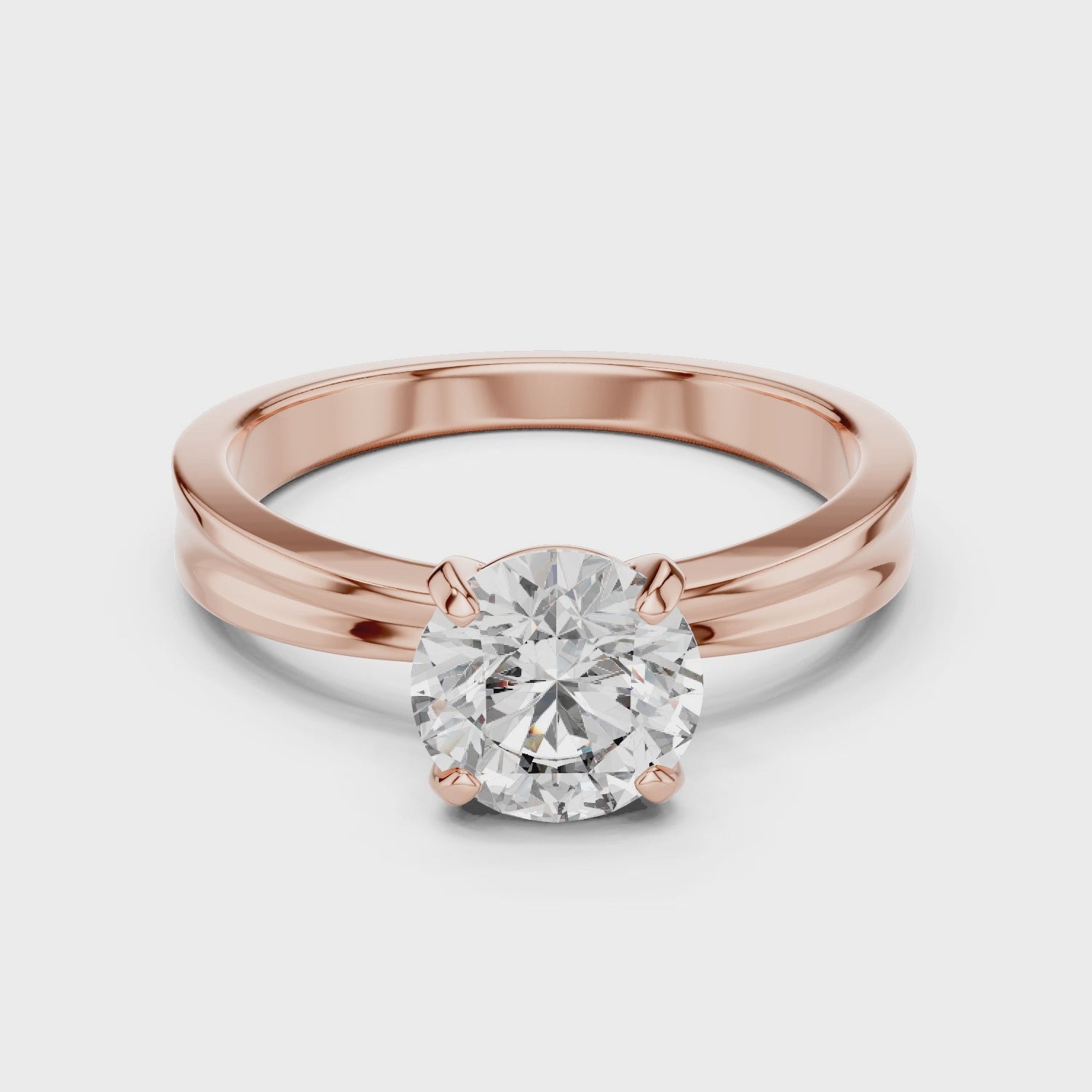 1ct Solitaire Simple Ring Band